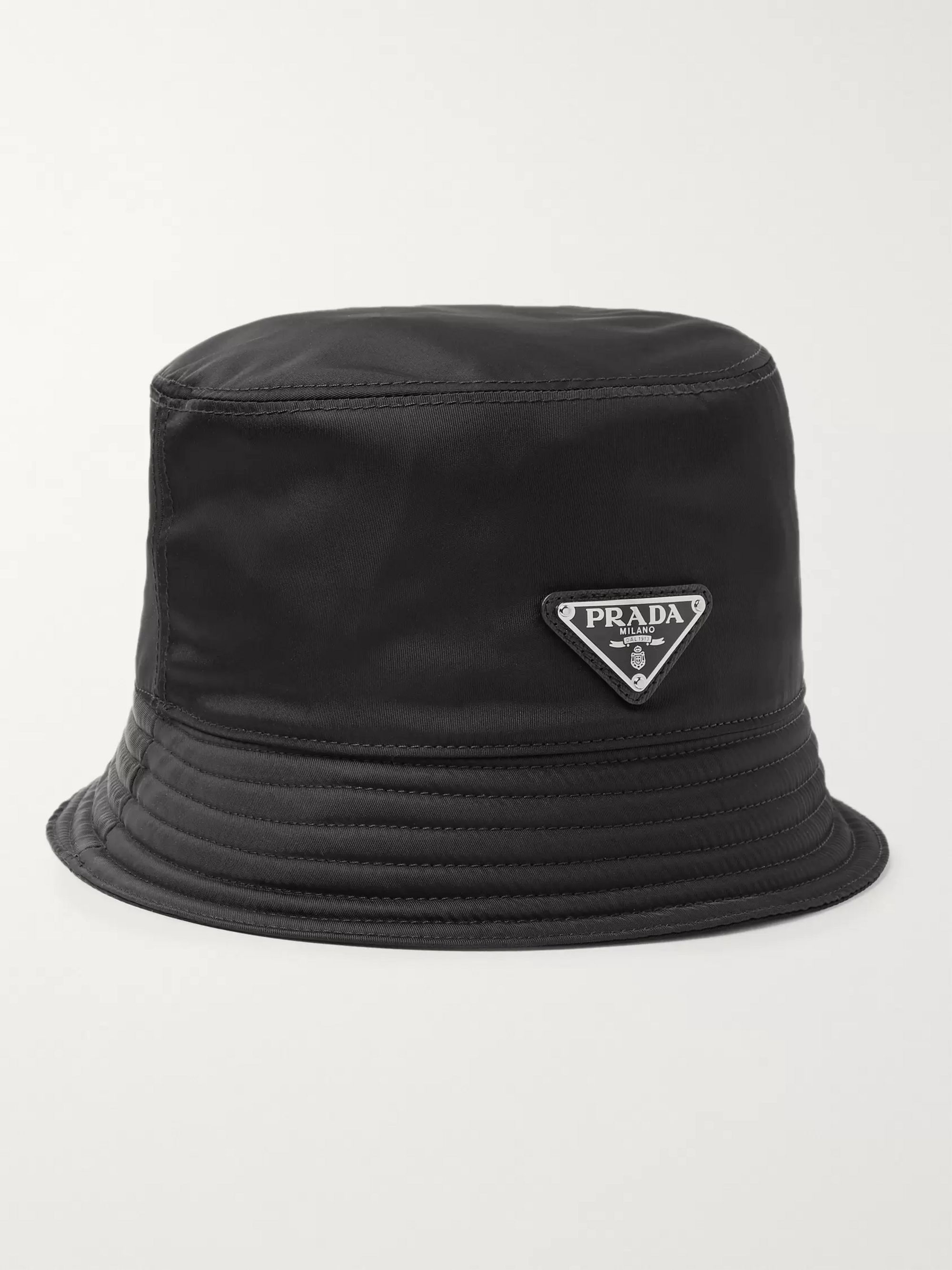 prada black nylon bucket hat