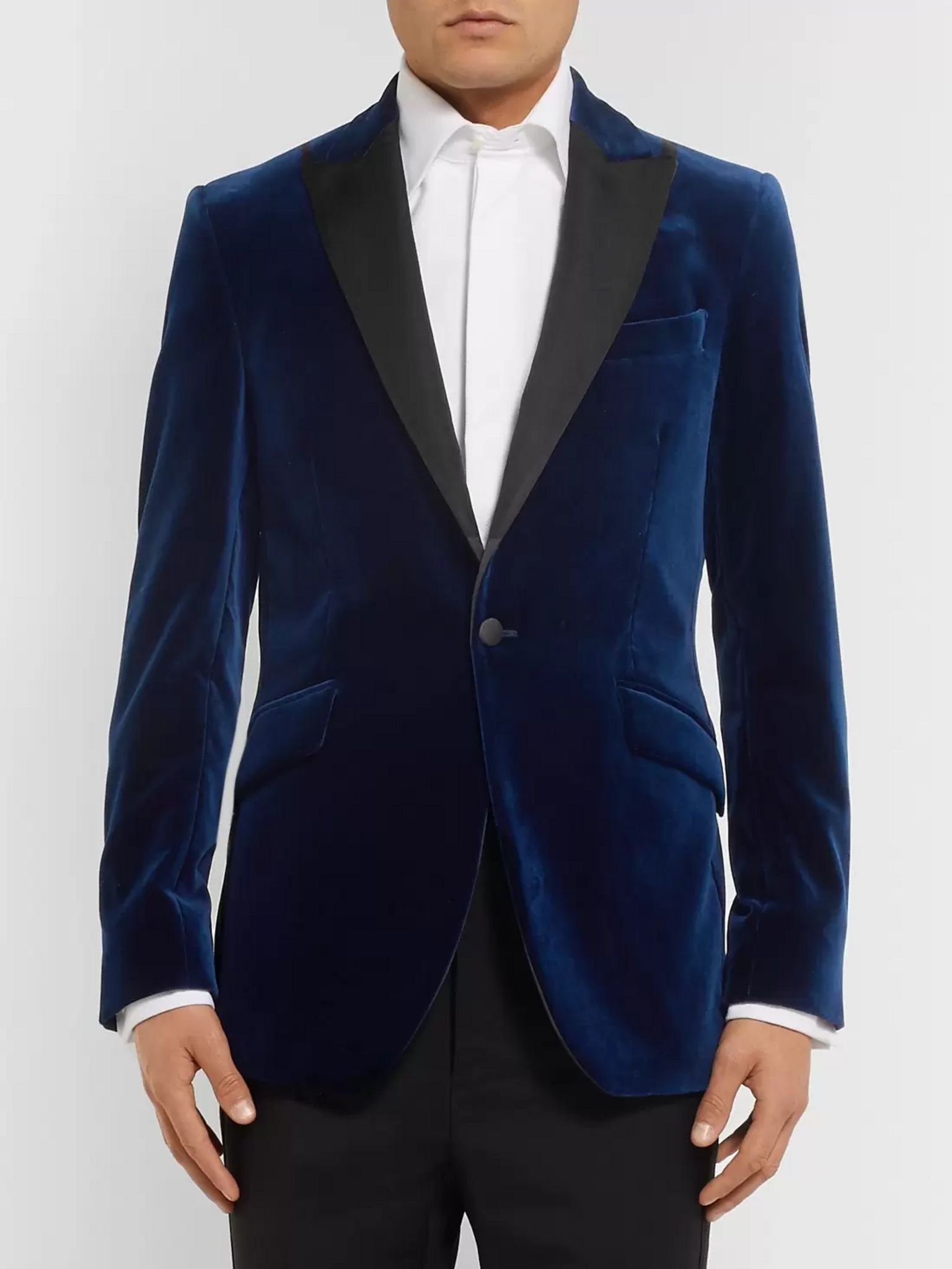 Blue Blue Slim-Fit Grosgrain-Trimmed Cotton-Velvet Tuxedo Jacket ...