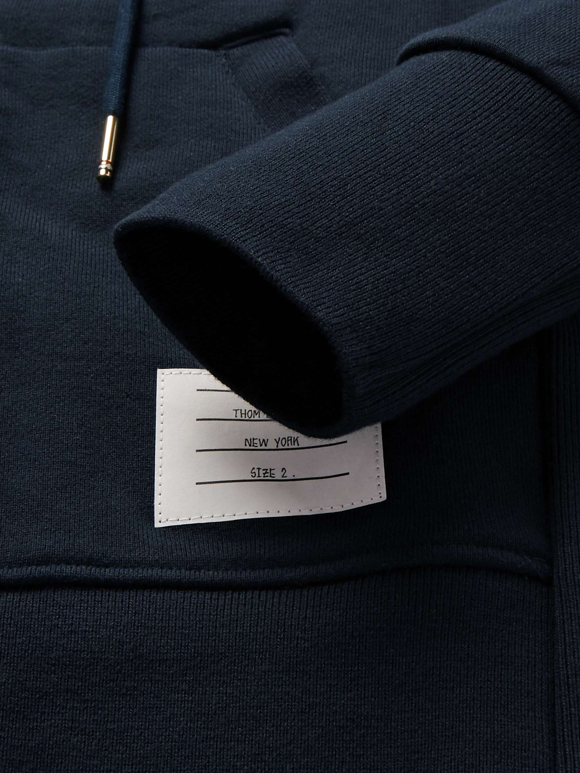 THOM BROWNE Striped Ribbed Cotton-Jersey Zip-Up Hoodie