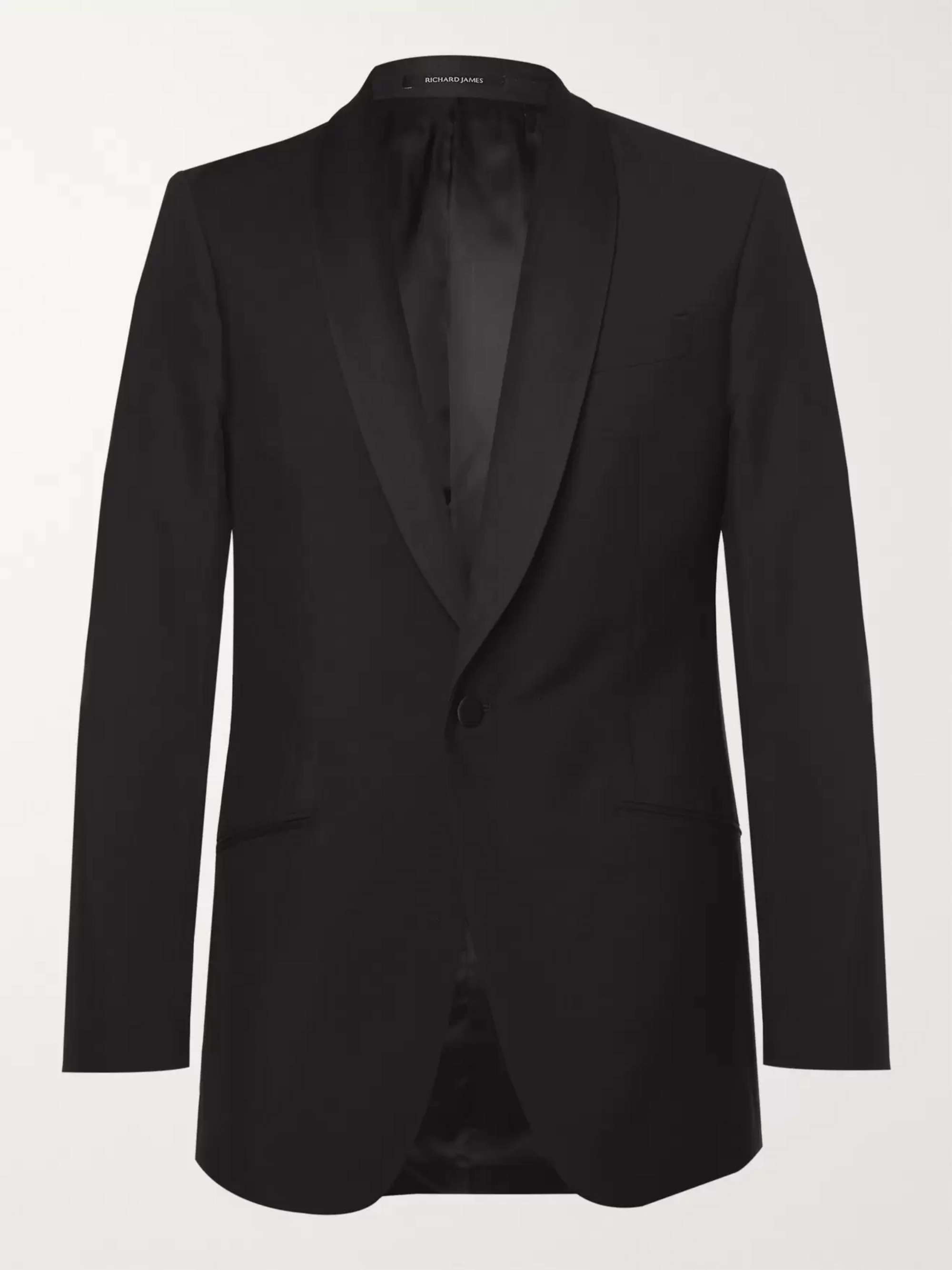 RICHARD JAMES Black Slim-Fit Wool and Mohair-Blend Tuxedo Jacket