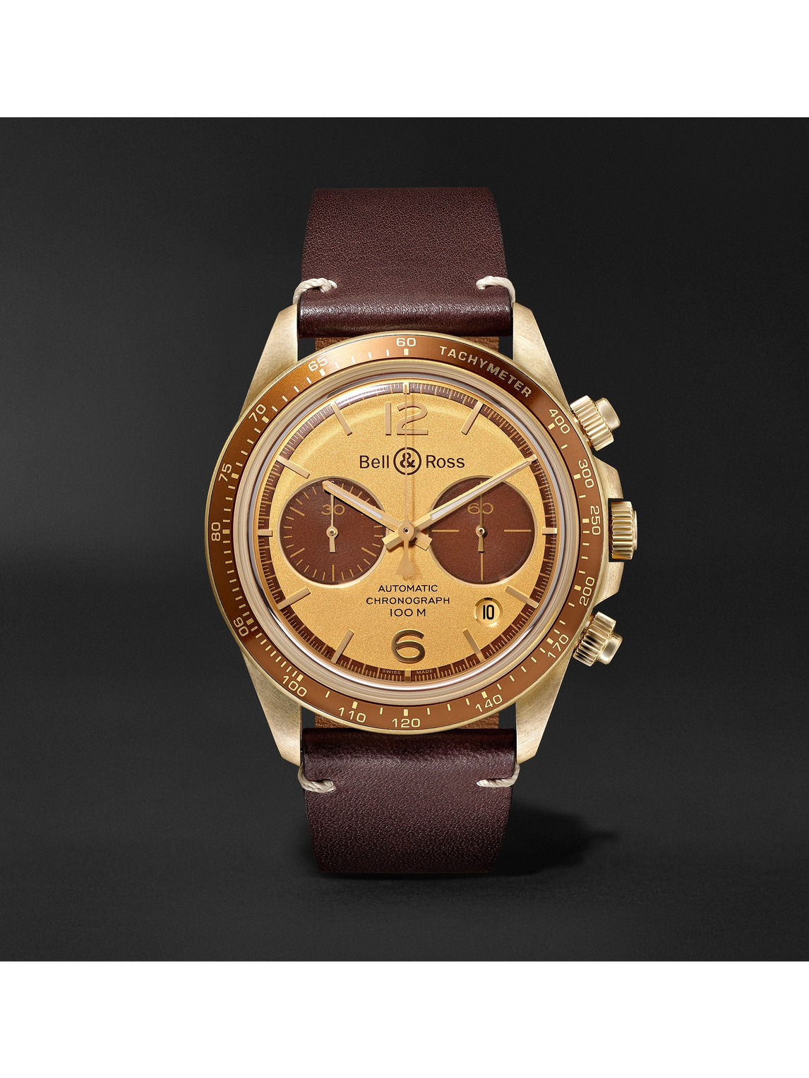 BR V2-94 Bellytanker 'El Mirage' The Rake x Revolution Limited Edition Automatic Chronograph 41mm Bronze and Leather Watch, Ref. No. BRV294-RR-BR/SCA