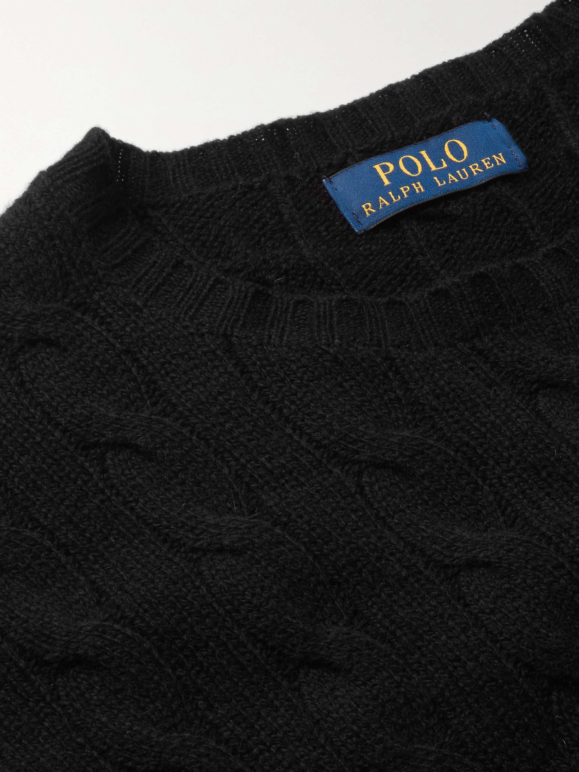 POLO RALPH LAUREN Cable-Knit Merino Wool and Cashmere-Blend Sweater