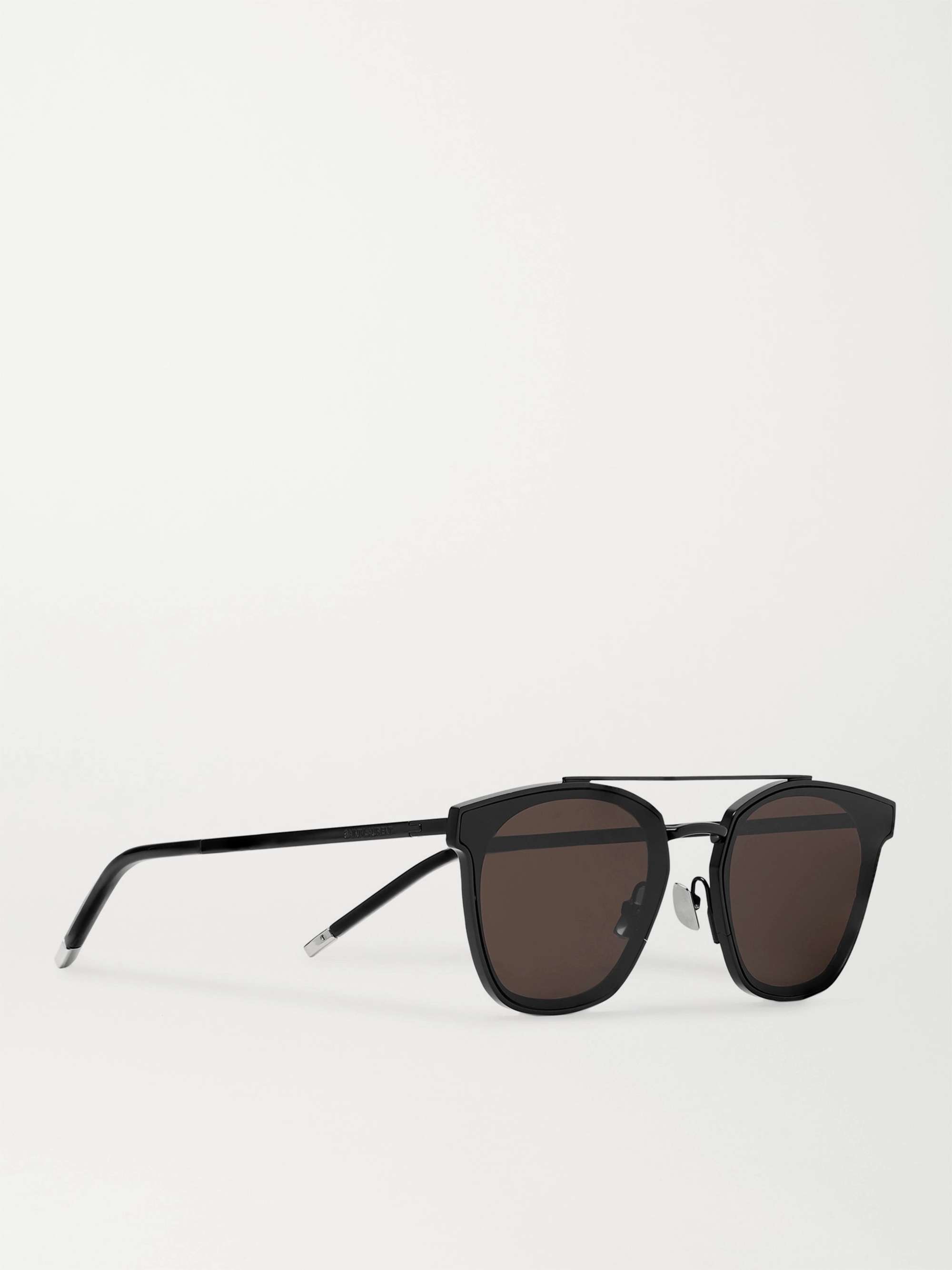 SAINT LAURENT EYEWEAR Aviator-Style Black Metal Sunglasses