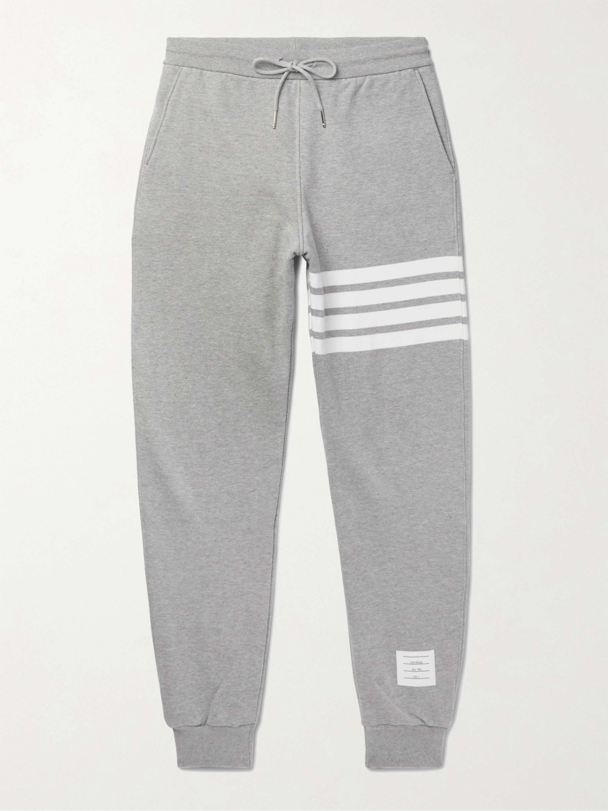 THOM BROWNE Tapered Striped Loopback Cotton-Jersey Sweatpants