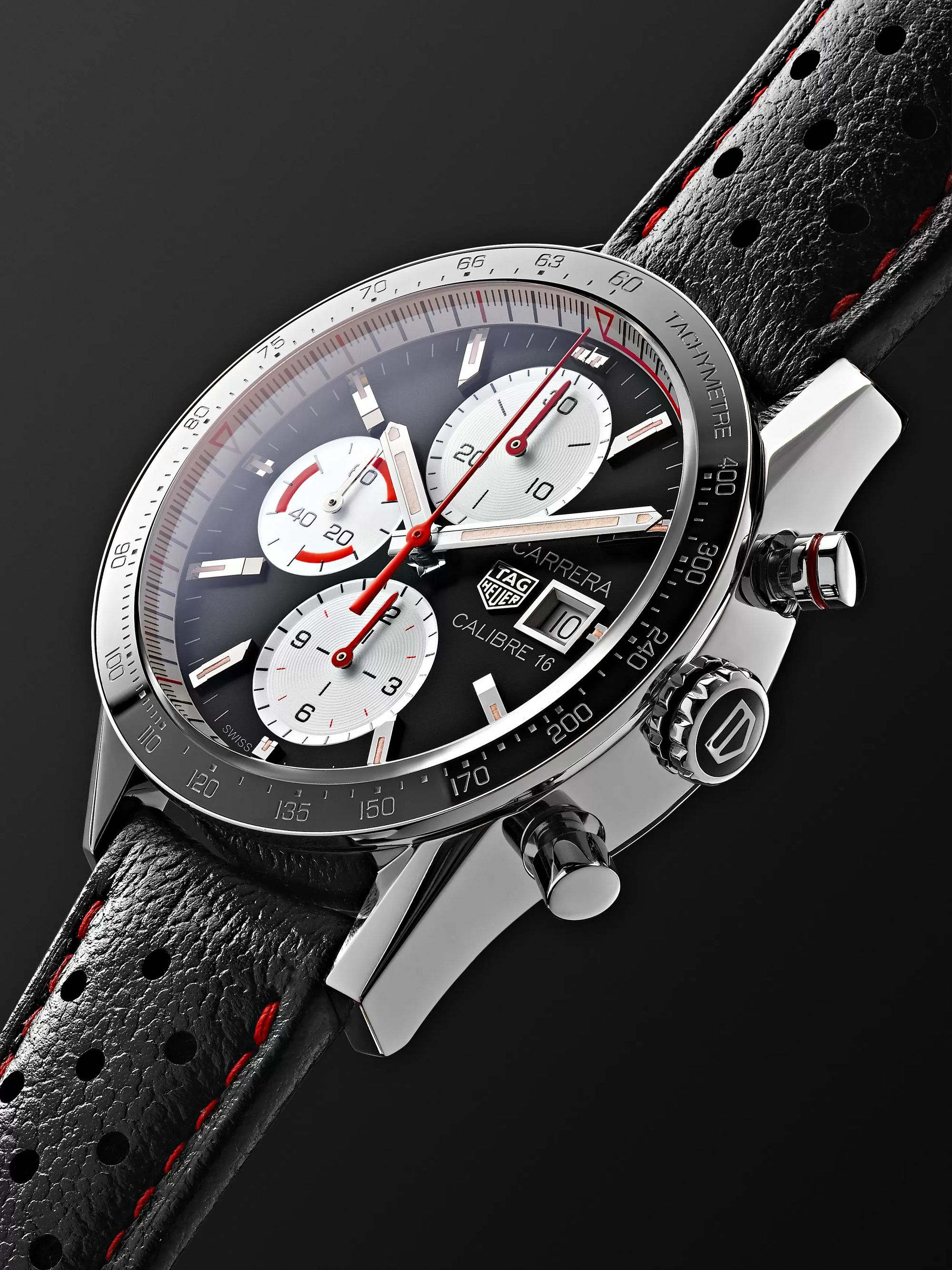 TAG Heuer Carrera Automatic Chronograph 41mm Steel and Leather Watch, Ref. No. CV201AP.FC6429