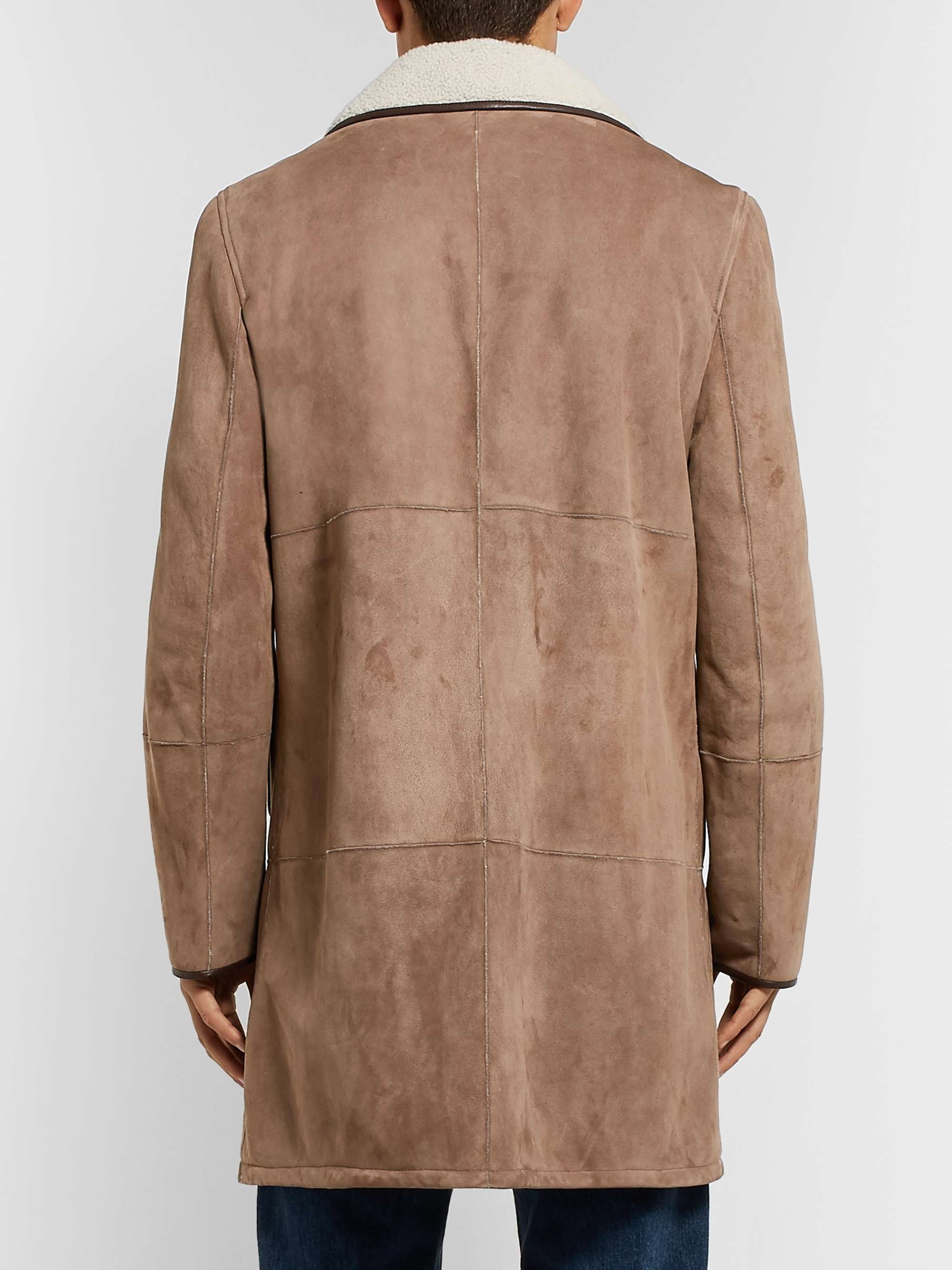 Loro Piana Denim Wollaston Shearling Coat in Brown for Men Mens Clothing Coats Long coats and winter coats 