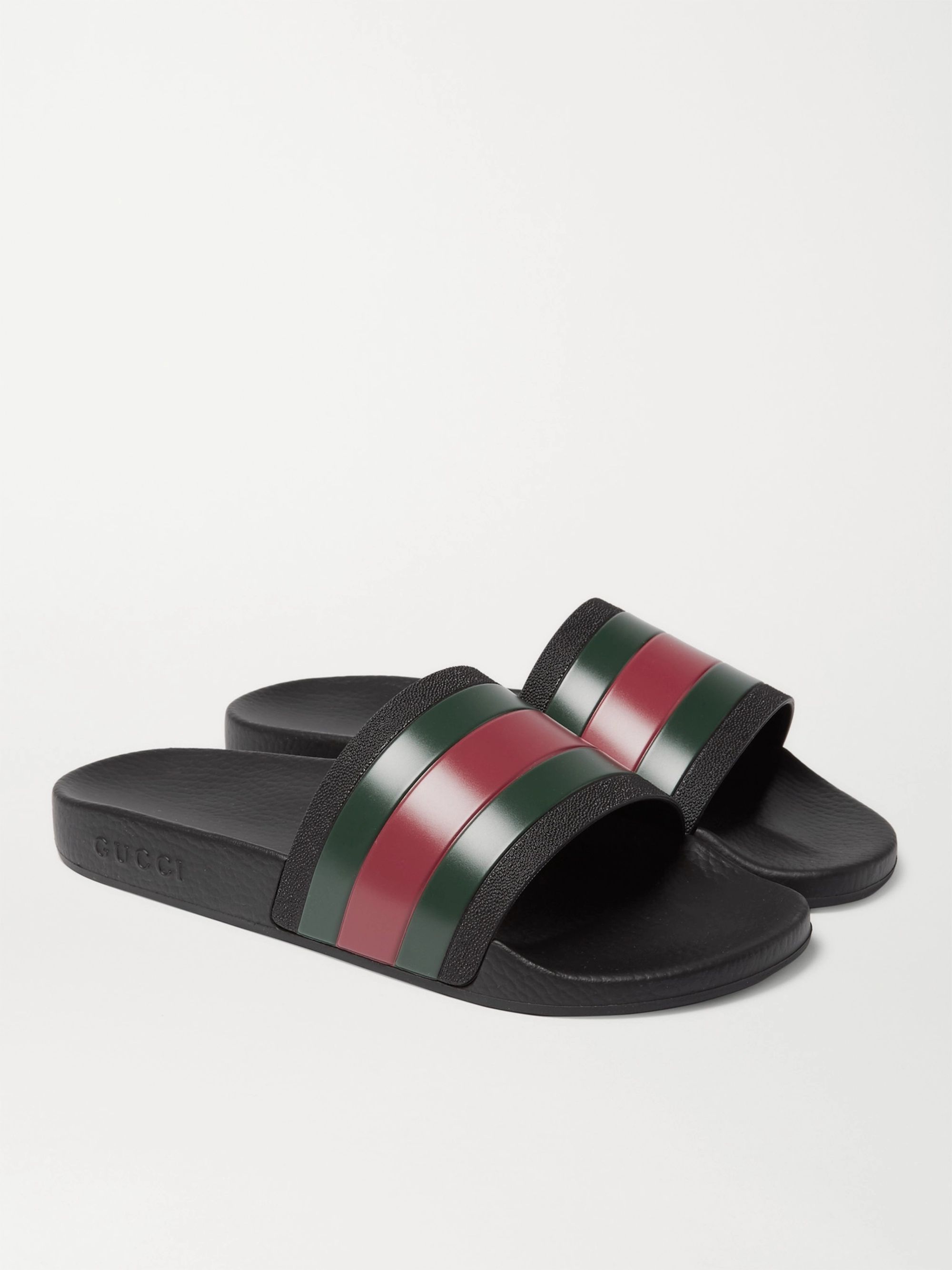 Striped Rubber Slides | Gucci | MR PORTER