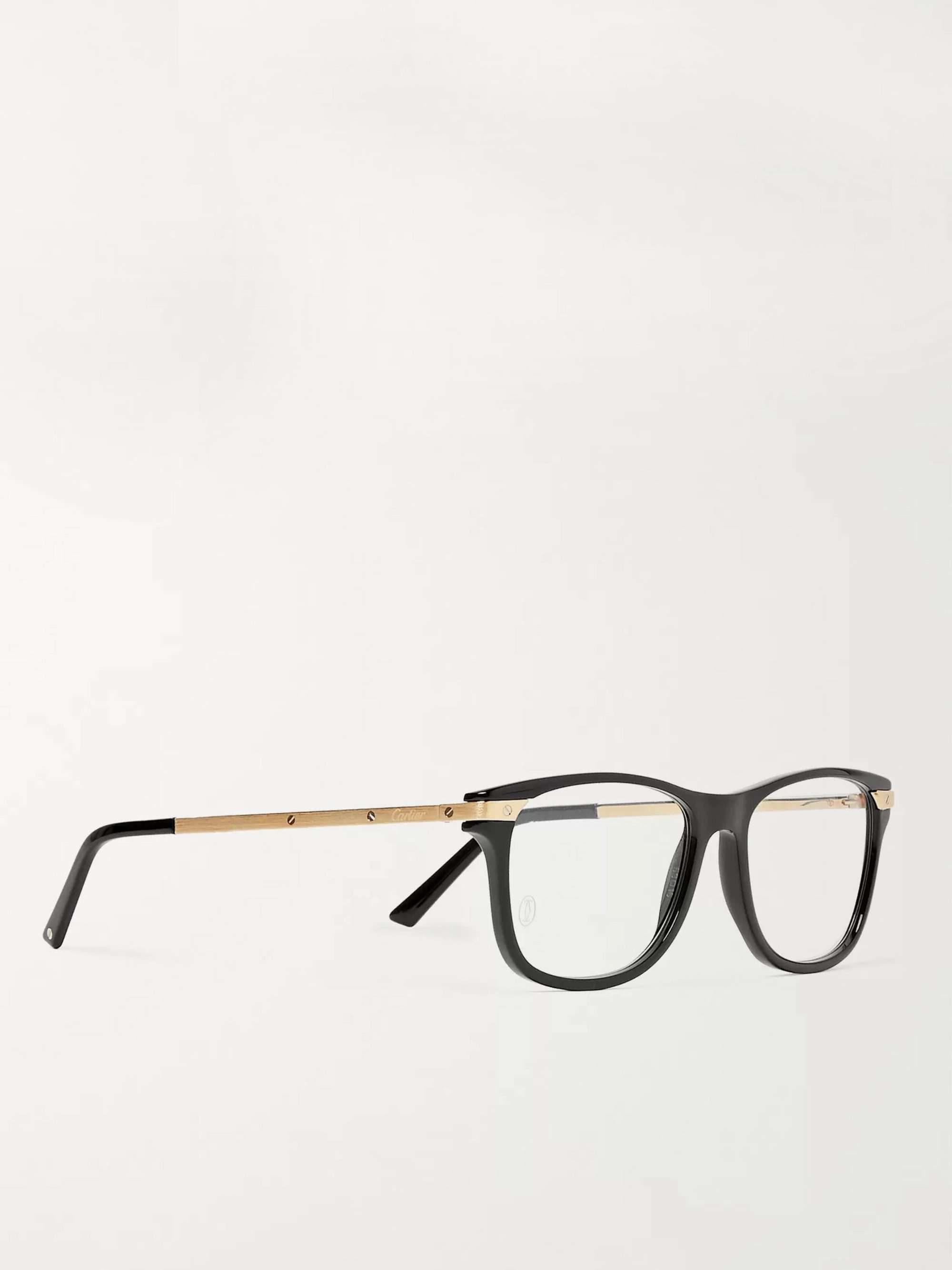 CARTIER EYEWEAR Square-Frame Acetate and Gold-Tone Optical Glasses