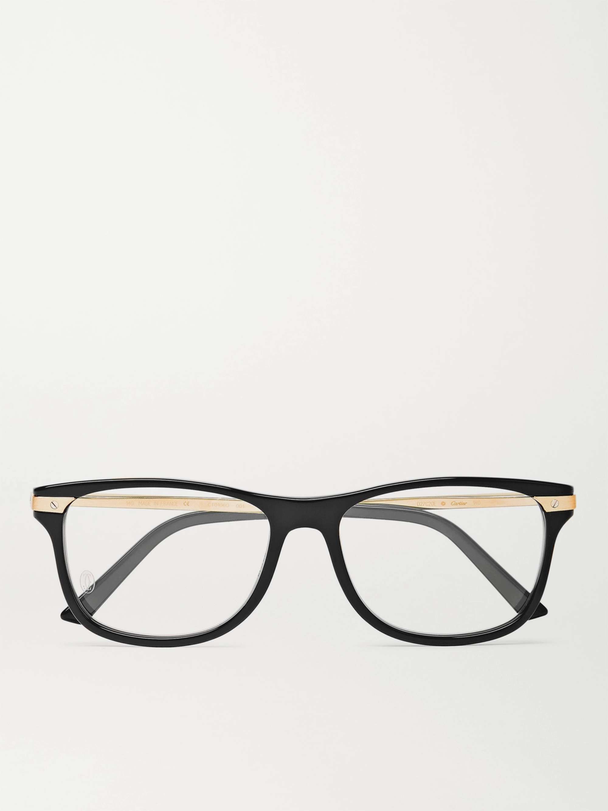 CARTIER EYEWEAR Square-Frame Acetate and Gold-Tone Optical Glasses