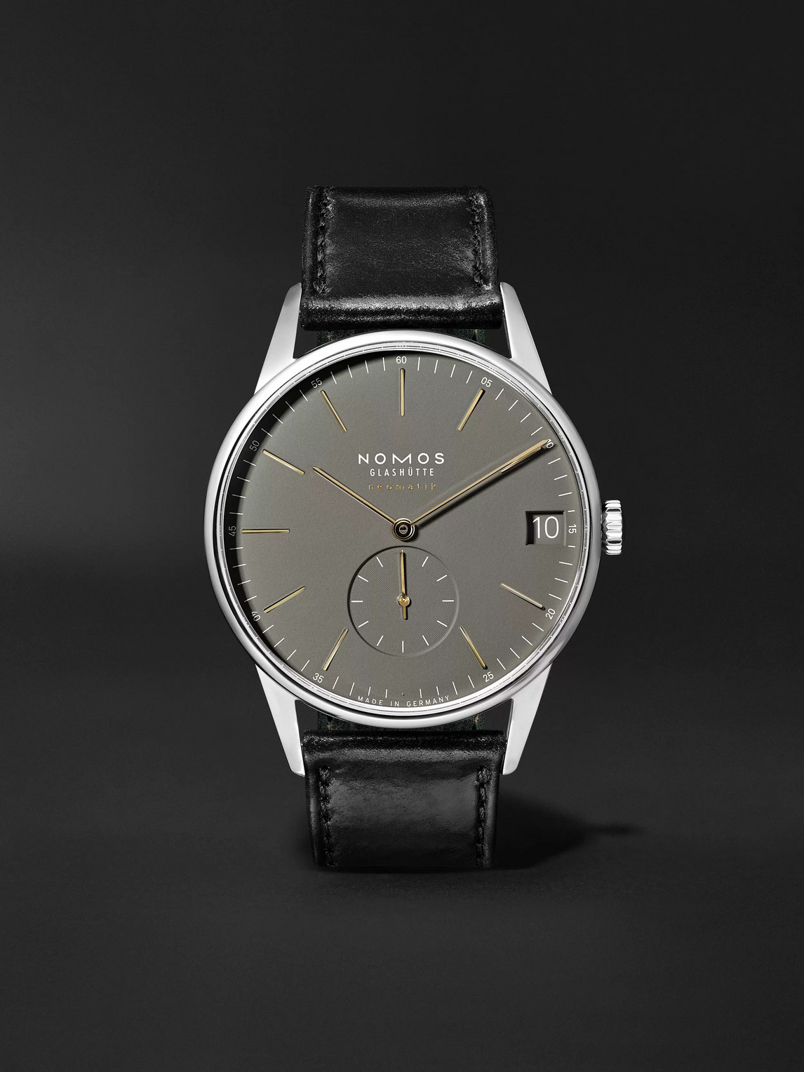 Nomos Glashütte Orion Neomatik Datum Automatic 40.5mm Stainless Steel And Horween Cordovan Leather Watch, Ref. No. 3 In Green