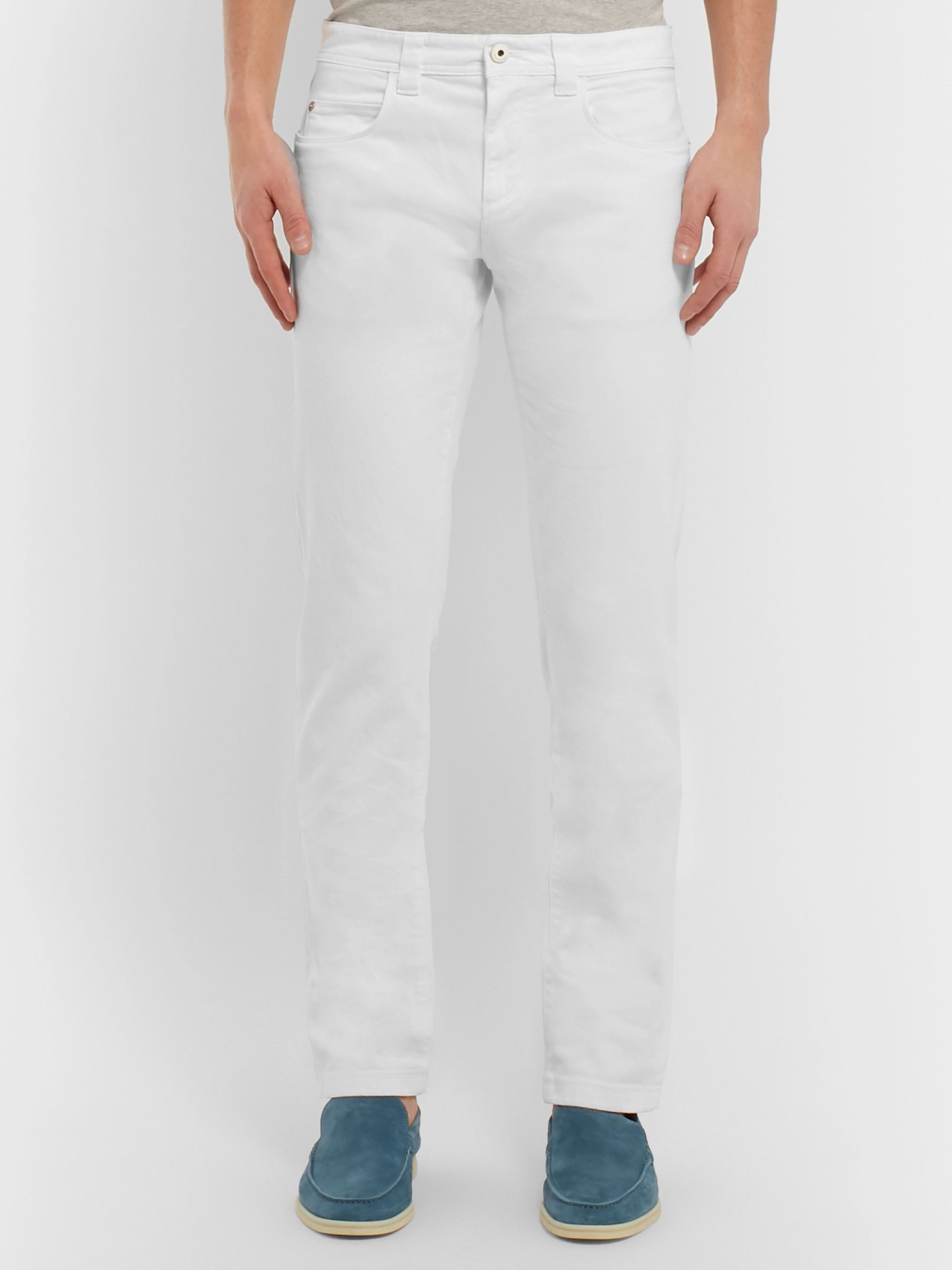White Slim-Fit Stretch-Denim Jeans | LORO PIANA | MR PORTER