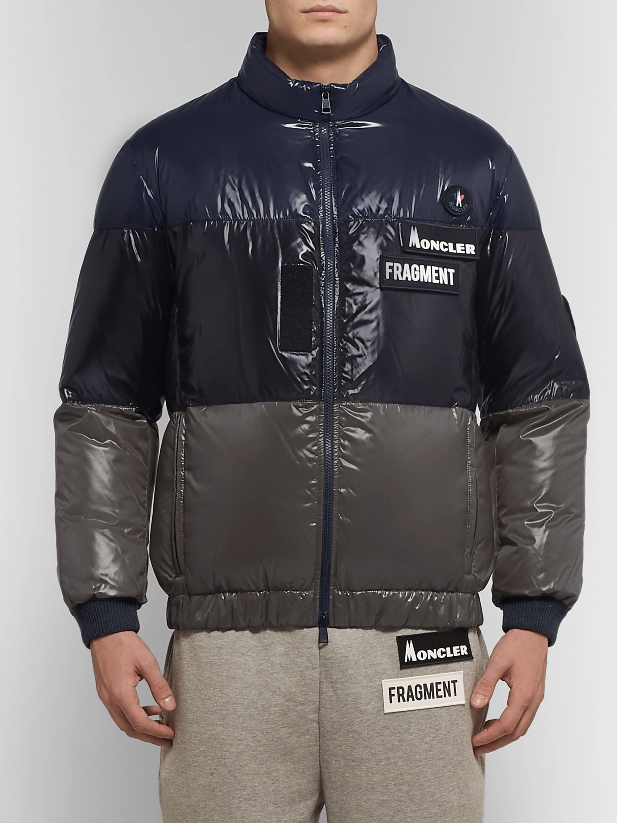 Navy 7 Moncler Fragment Wondar Colour-Block Quilted Shell Down Jacket ...