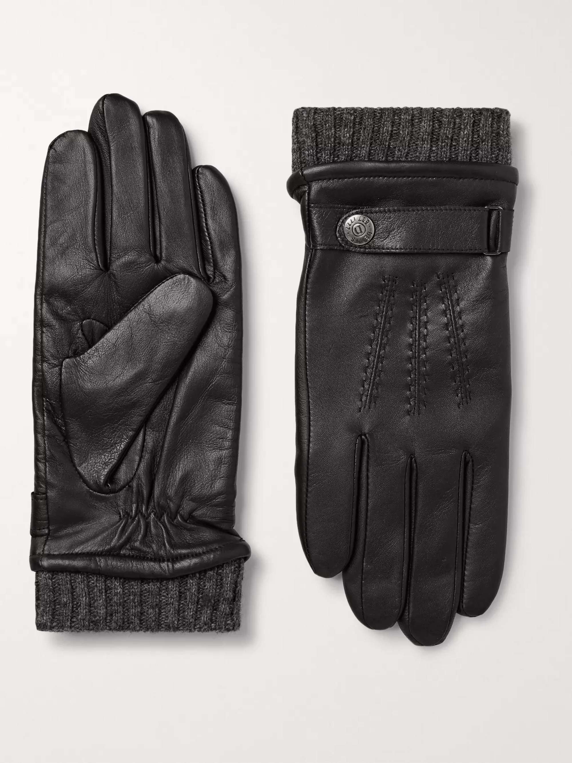 DENTS Henley Leather and Wool-Blend Tech Gloves