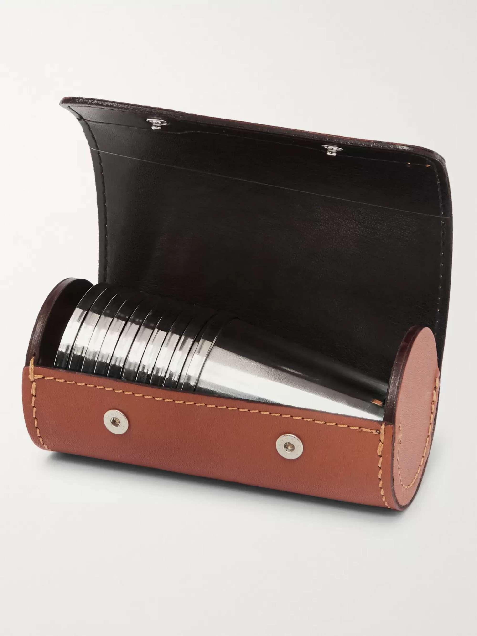 PURDEY Leather Case and Stainless Steel Cup Set