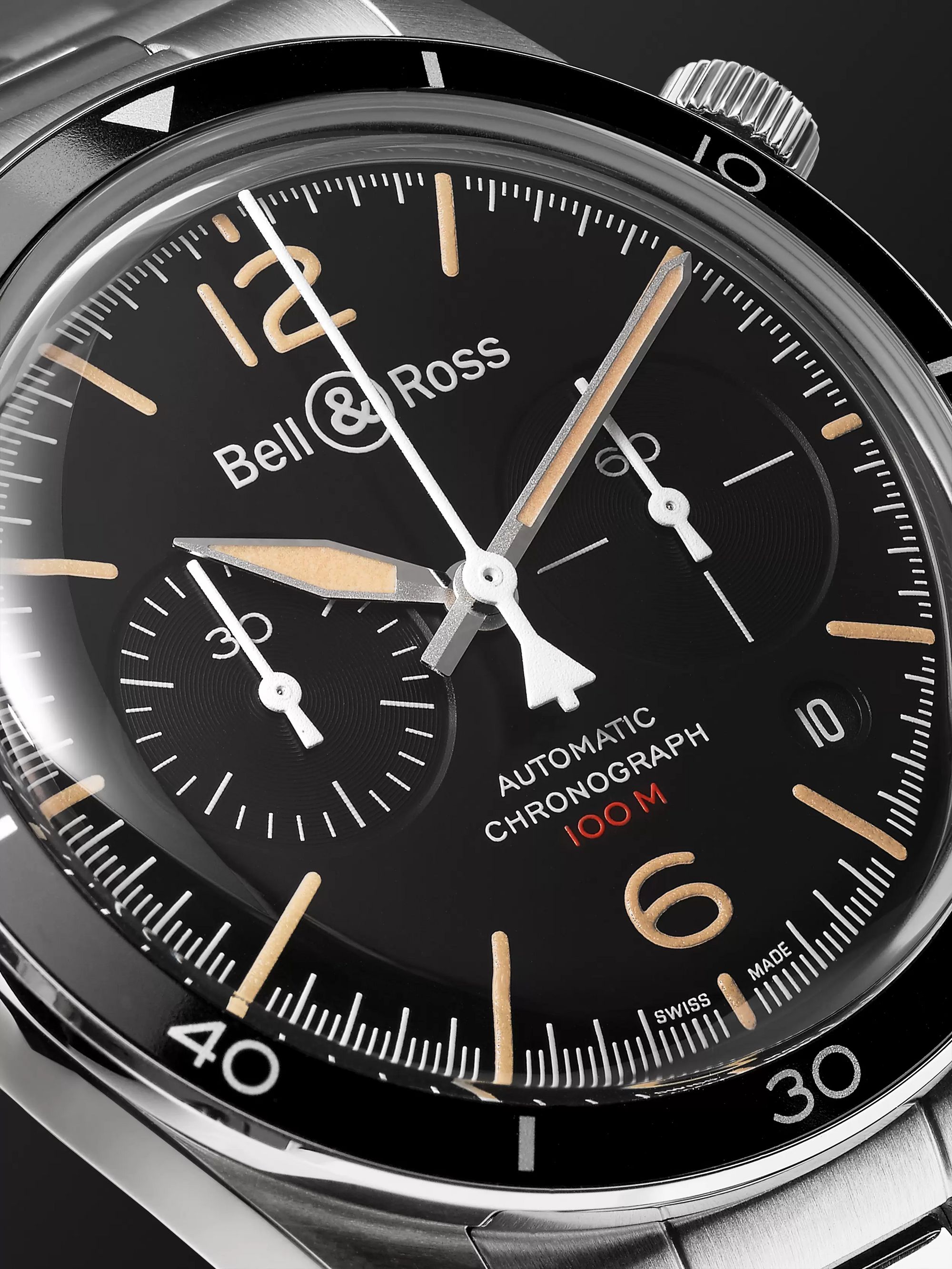 BELL & ROSS BR V2-94 Heritage Steel Automatic Chronograph 41mm Stainless Steel Watch, Ref. No. BRV294-HER-ST/SST