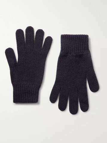Moncler Logo-appliquéd Ribbed Wool Gloves in Black for Men Mens Accessories Gloves 