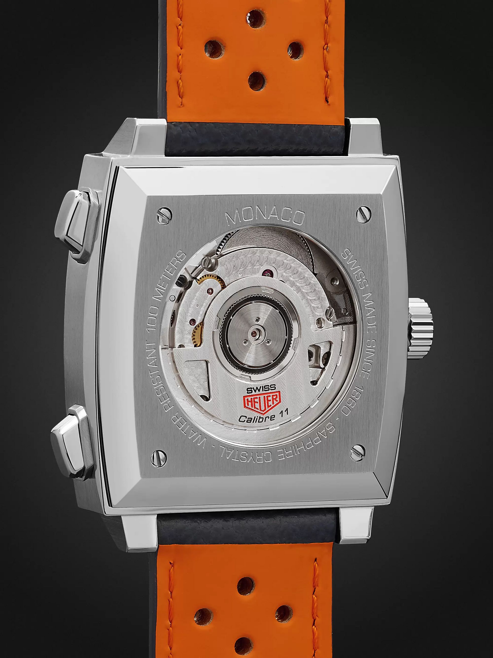 TAG Heuer Monaco Gulf Edition Automatic 39mm Steel and Leather Watch, Ref. No. CAW211R.FC6401