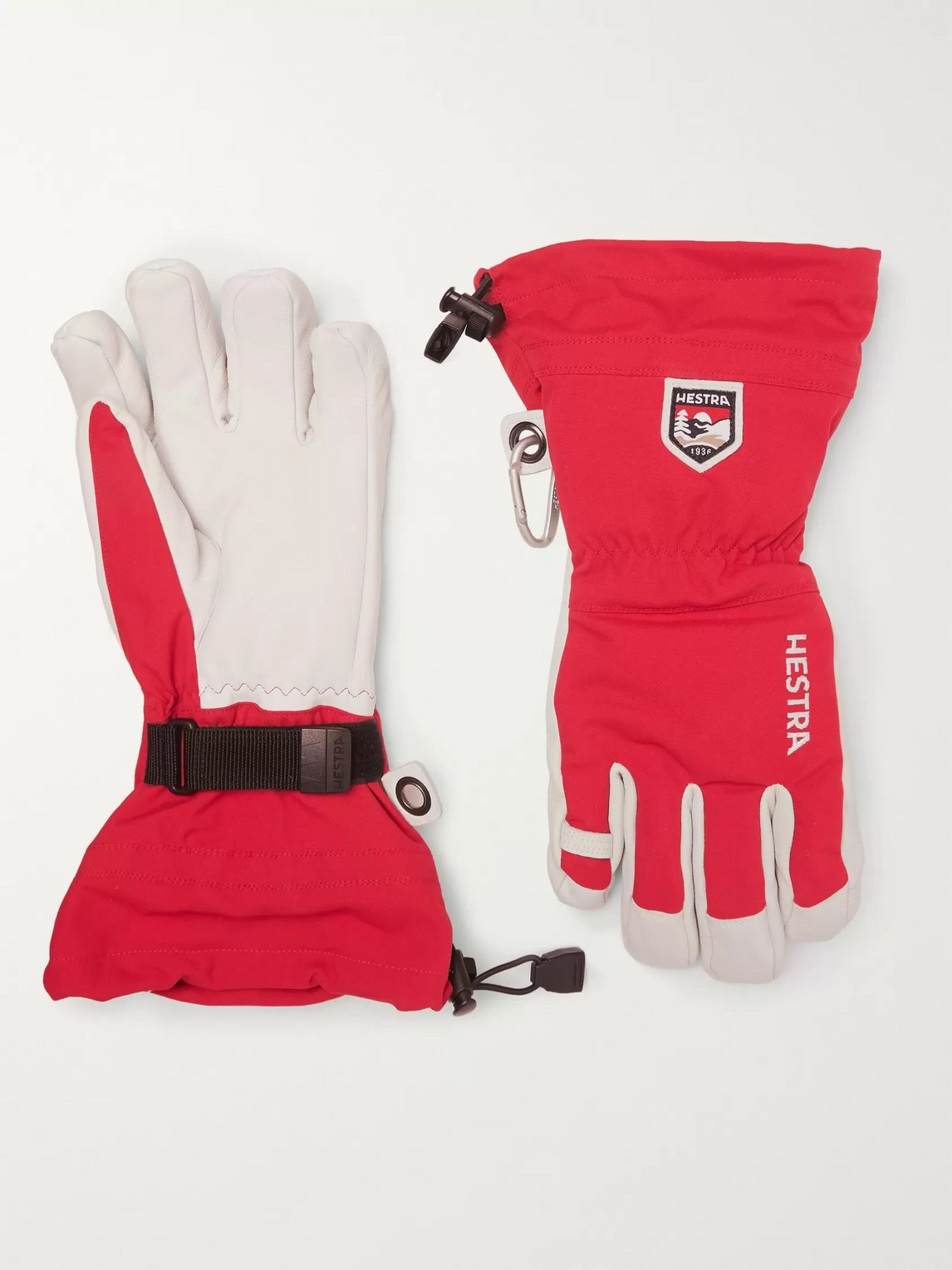 Hestra Leather And Shell Ski Gloves With Removable Liner In Red