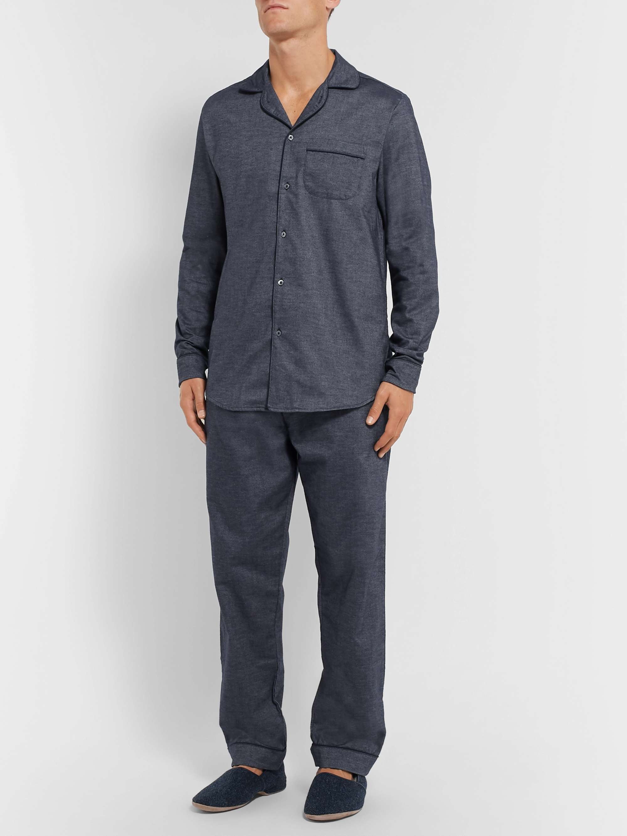 DESMOND & DEMPSEY Brushed Cotton-Twill Pyjama Shirt