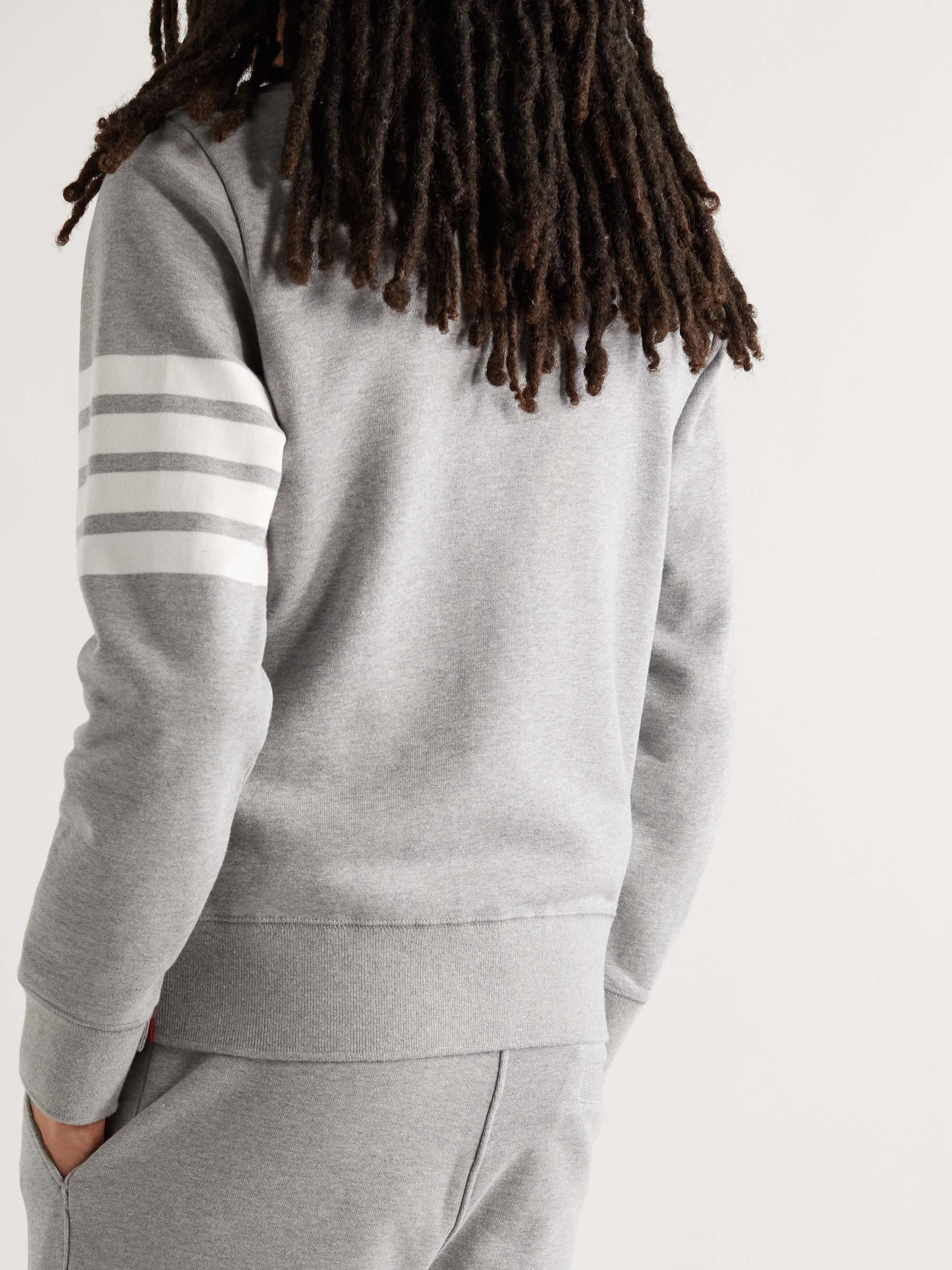 THOM BROWNE Slim-Fit Striped Loopback Cotton-Jersey Sweatshirt