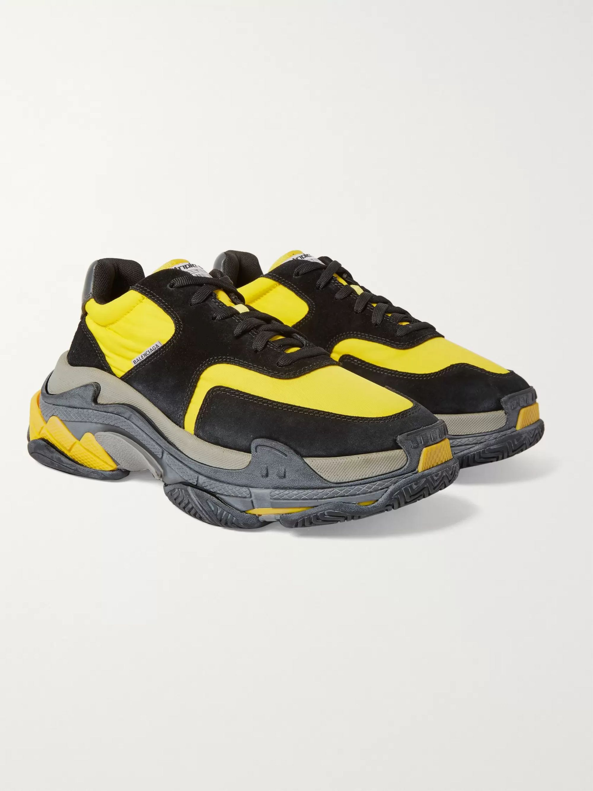 Balenciaga Black And Yellow Triple S Sneakers The Webster