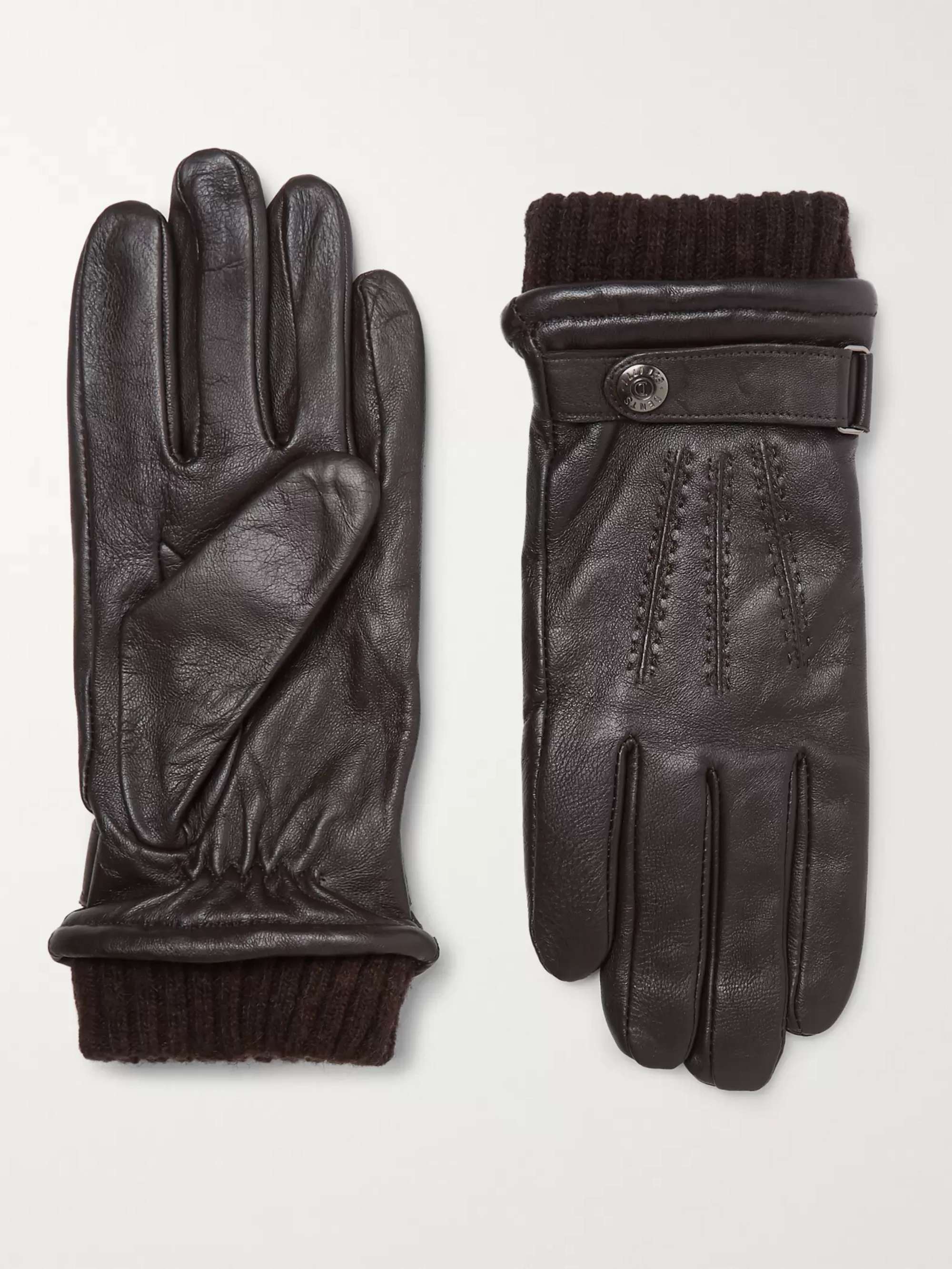 DENTS Henley Leather and Wool-Blend Tech Gloves