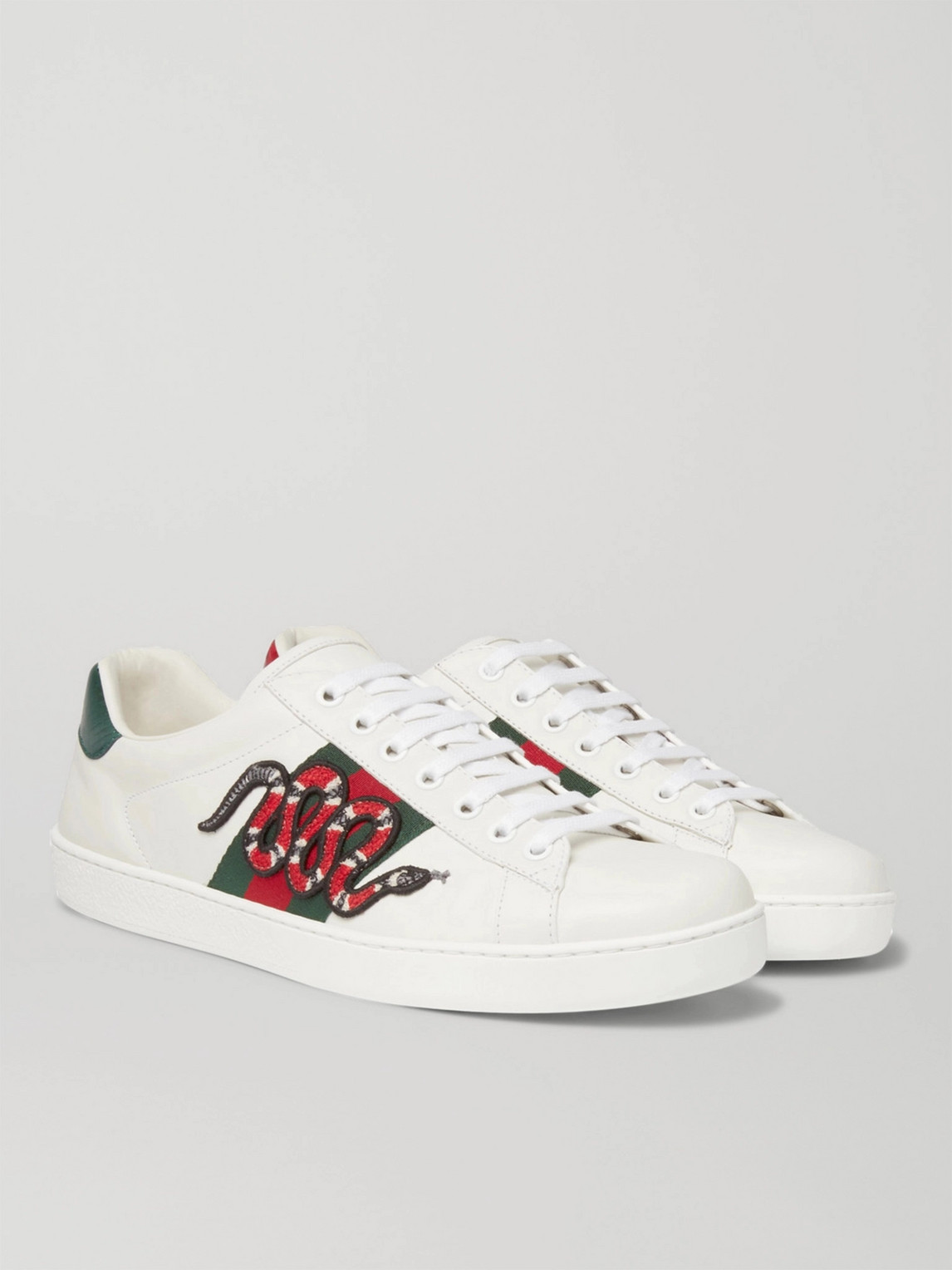 gucci snake embroidered sneakers