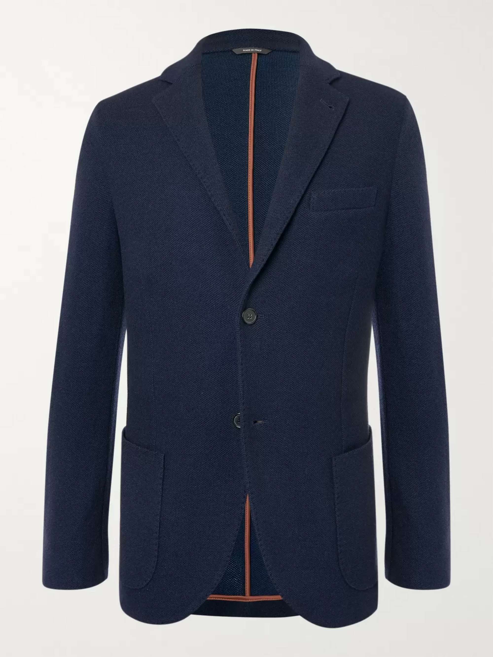LORO PIANA Navy Slim-Fit Unstructured Cashmere and Virgin Wool-Blend Blazer