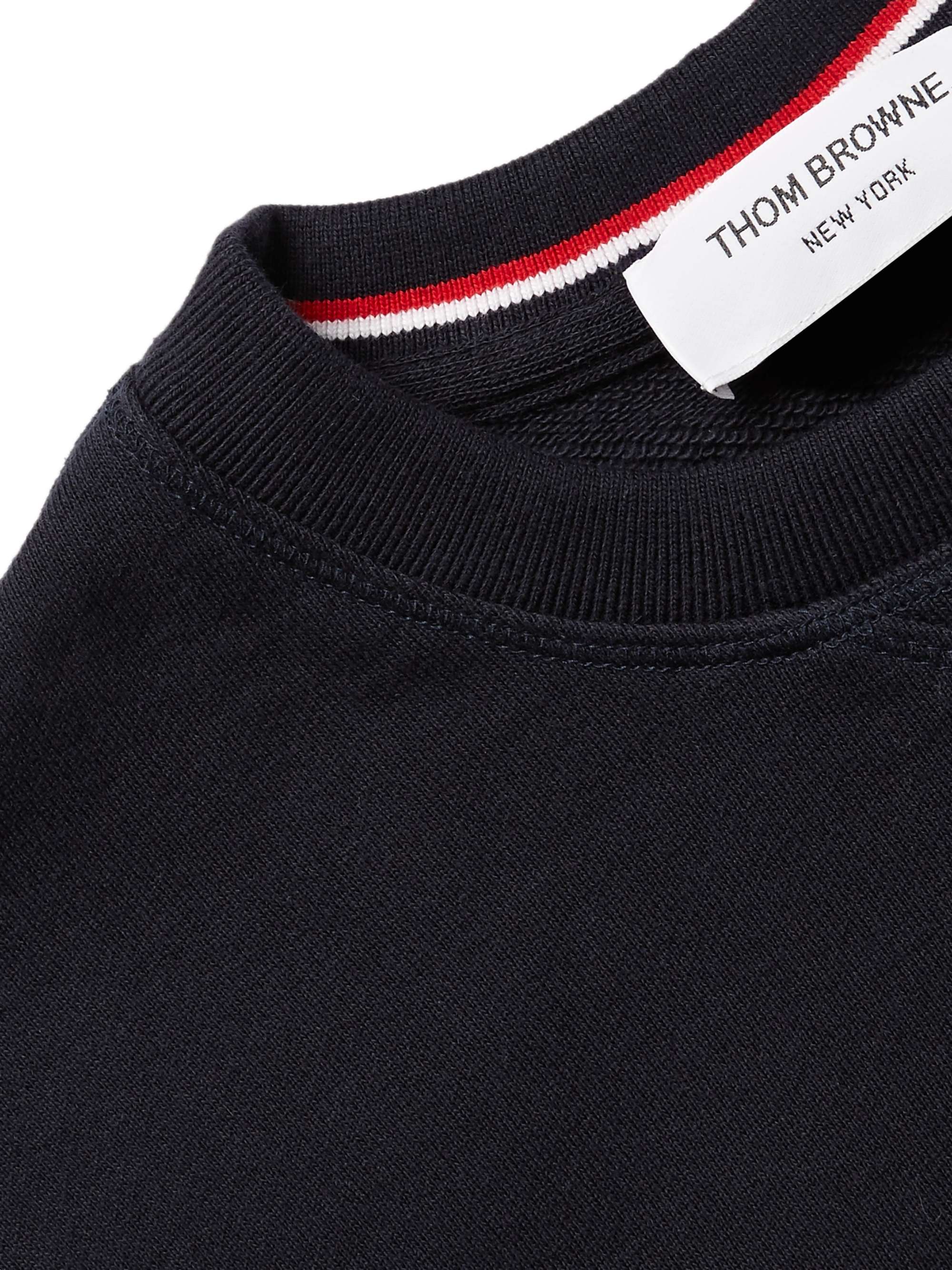 THOM BROWNE Slim-Fit Striped Loopback Cotton-Jersey Sweatshirt