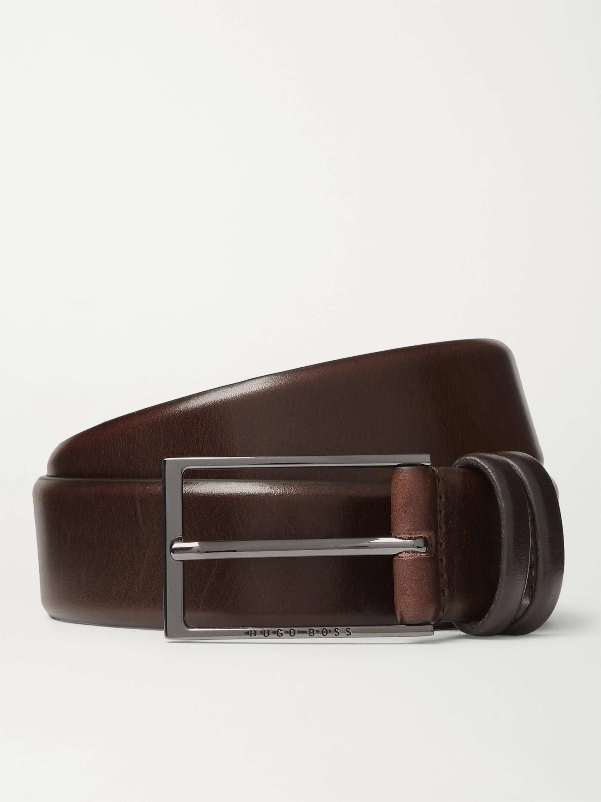 HUGO BOSS 3.5cm Brown Carmello Leather Belt