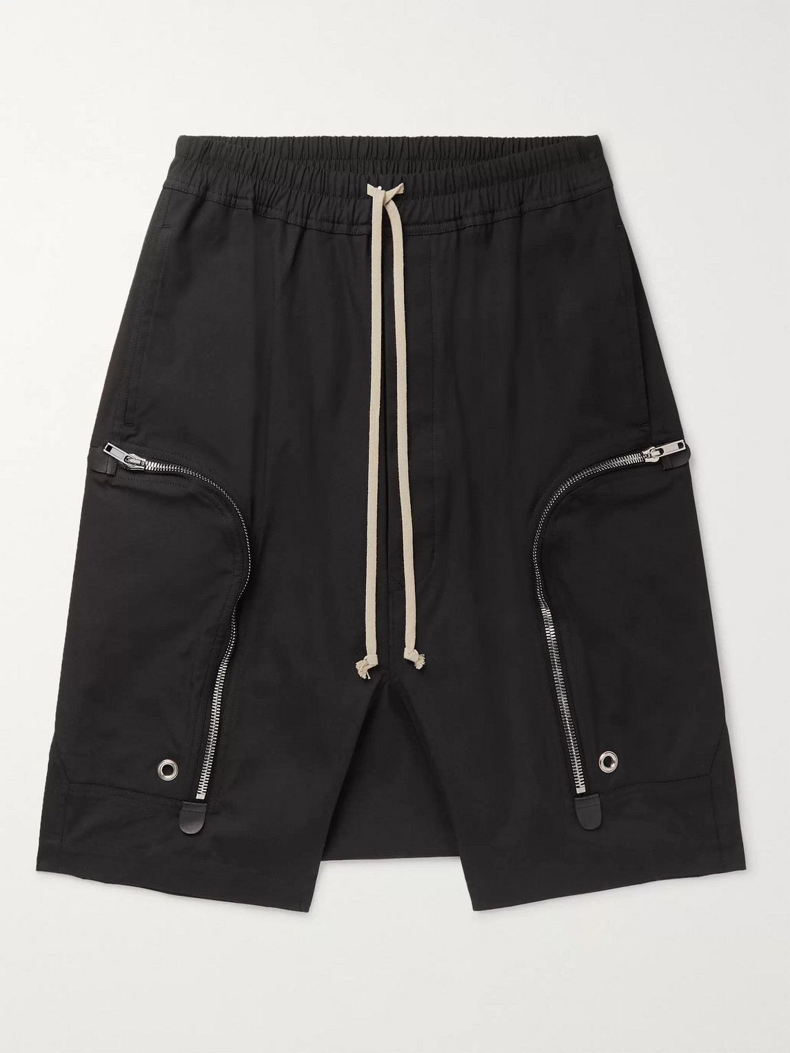 Rick Owens Basket Cotton-blend Drawstring Shorts In Black