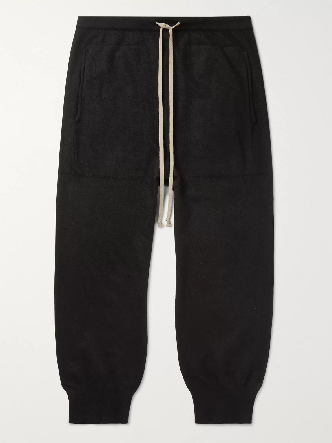 Rick Owens Slim-fit Tapered Cropped Boiled Cashmere Sweatpants In Black