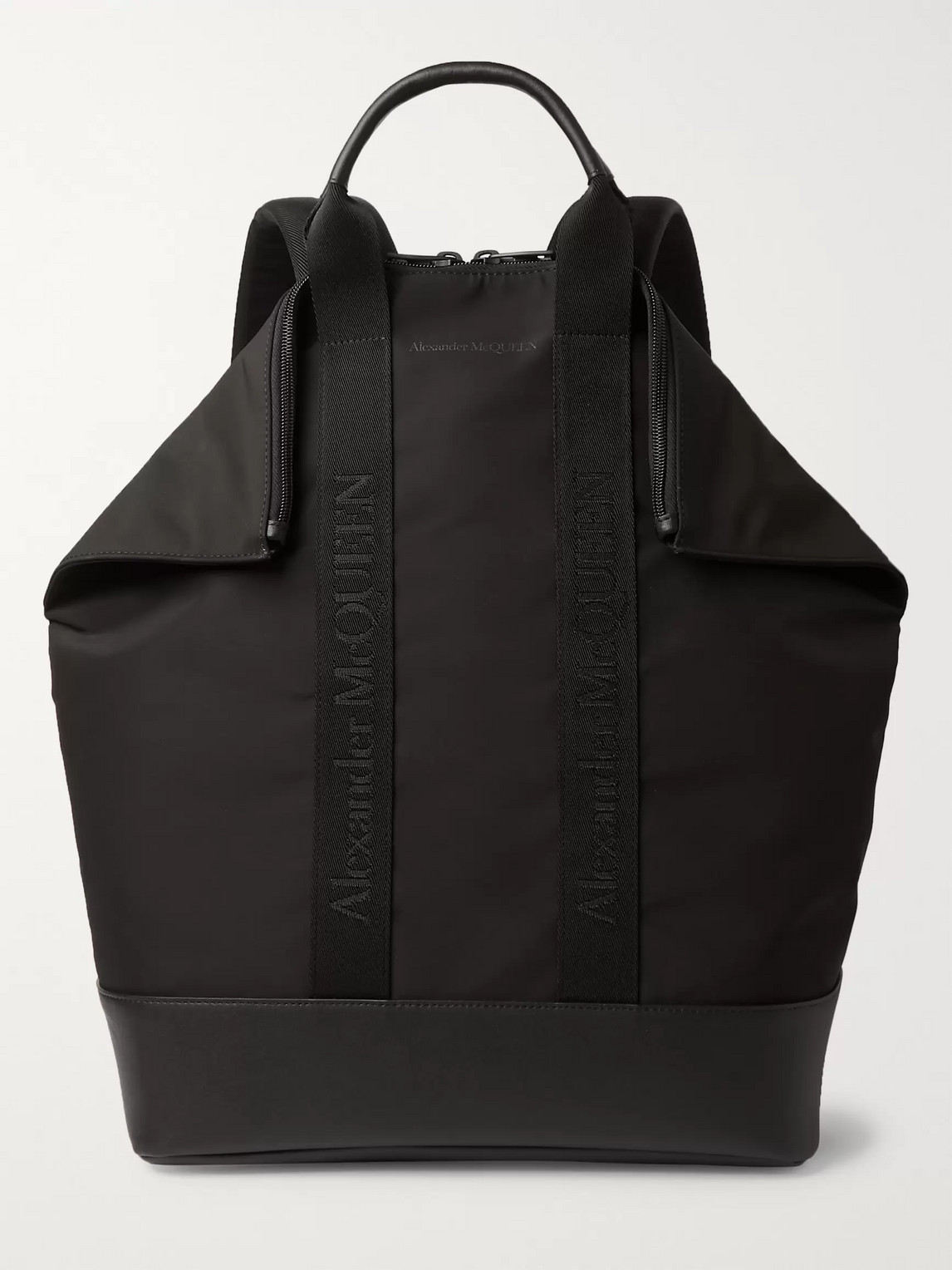 Alexander Mcqueen De Manta Leather-trimmed Nylon Convertible Tote Bag In Black