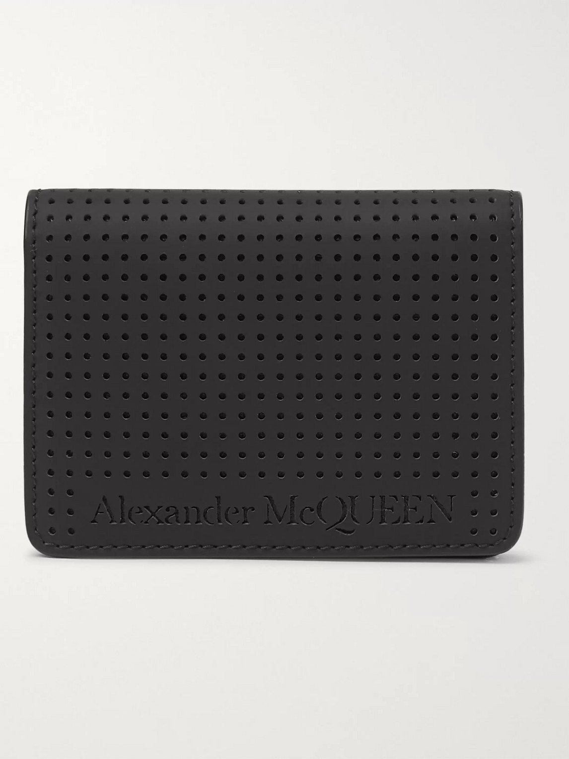 Alexander Mcqueen Perforated Leather Cardholder In Black