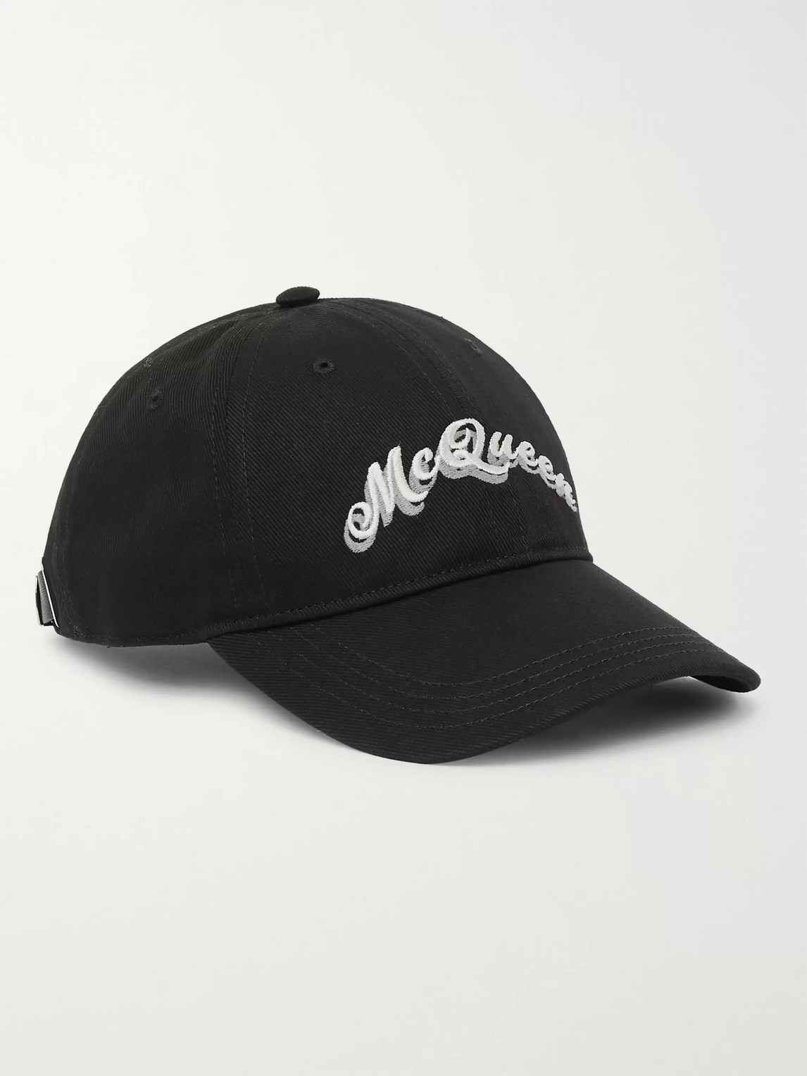 Shop Alexander Mcqueen Logo-embroidered Cotton-twill Baseball Cap In Black