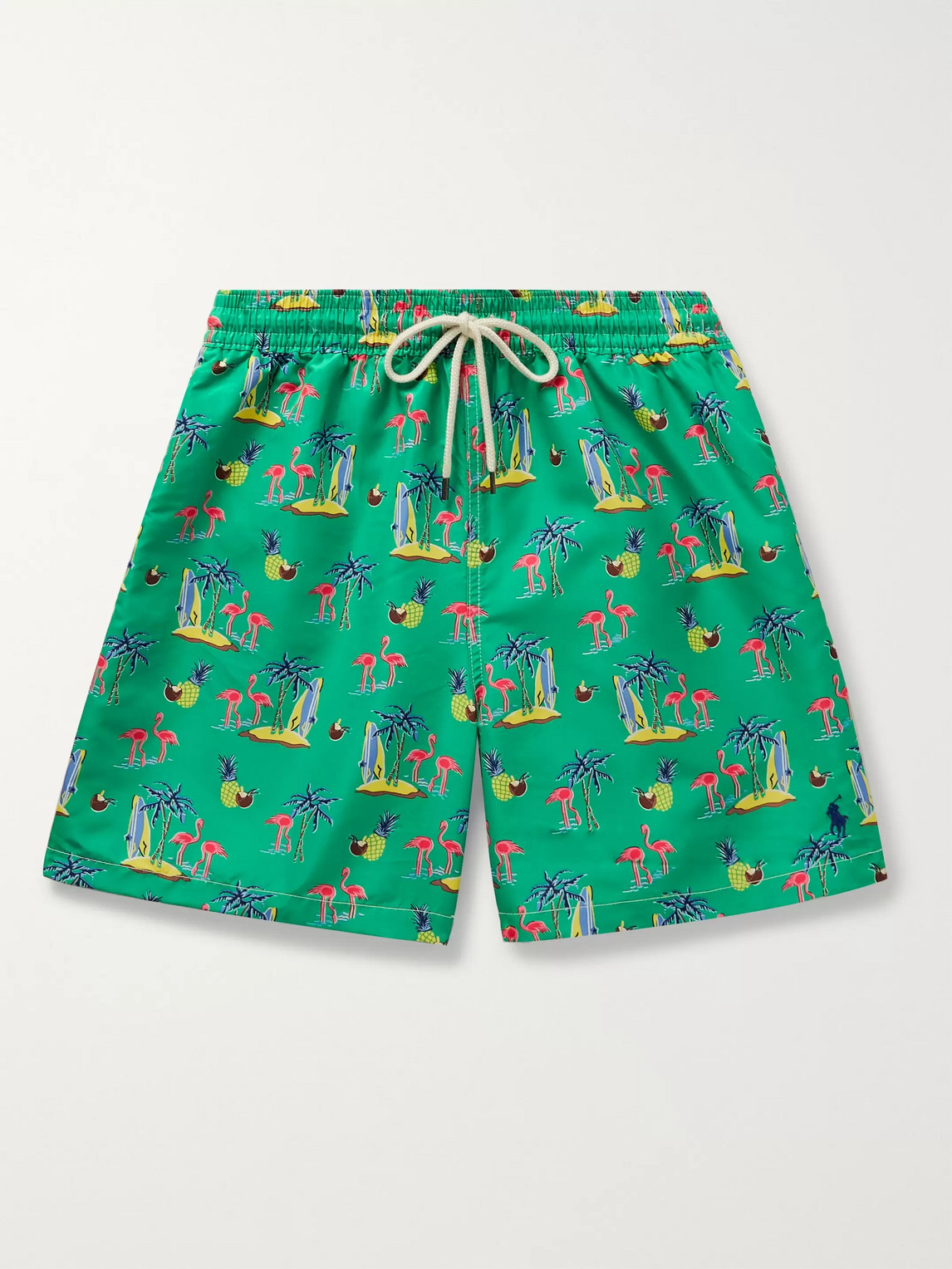 Polo Ralph Lauren Traveler Mid-length Printed Swim Shorts In Green