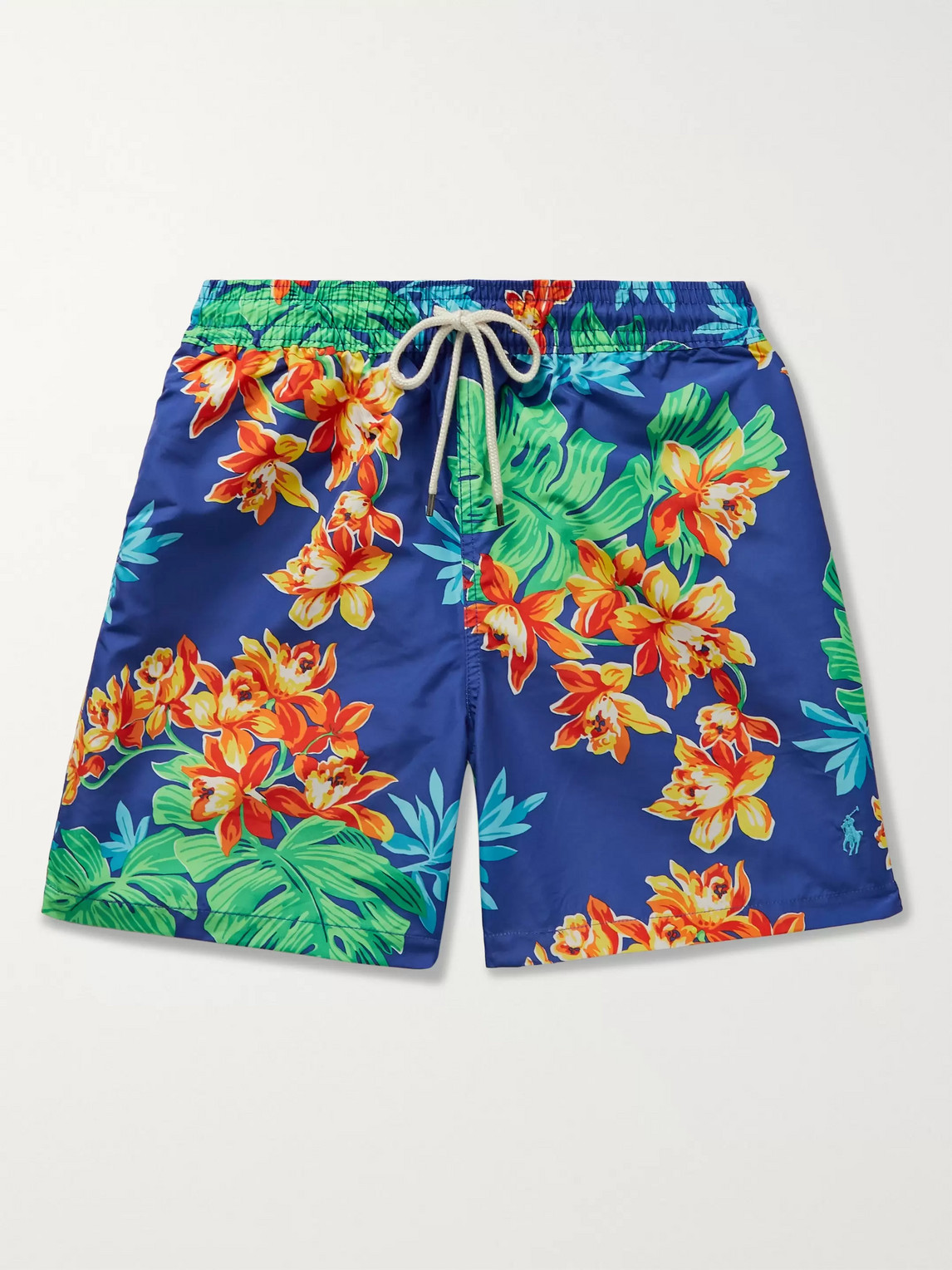 Polo Ralph Lauren Traveler Mid-length Printed Swim Shorts In Blue