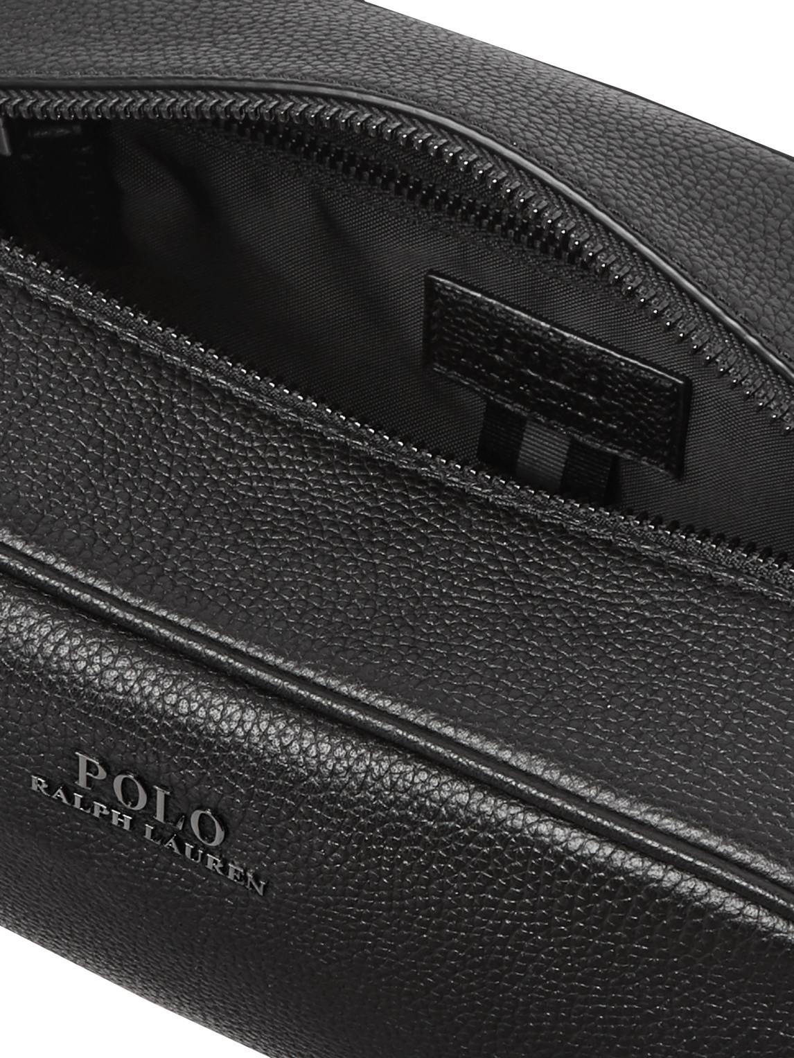 Polo Ralph Lauren Pebble-grain Leather Wash Bag In Black | ModeSens