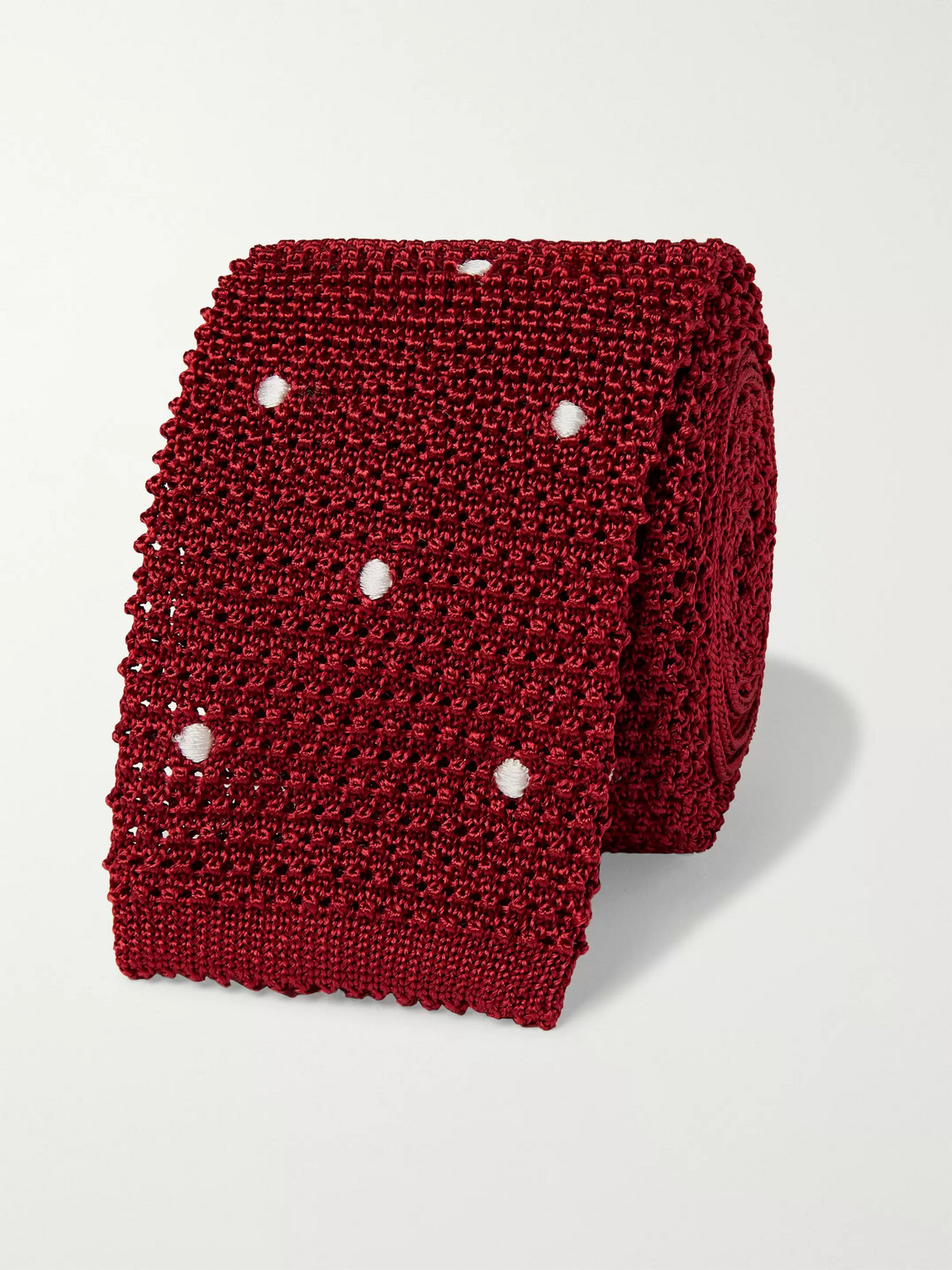 Canali 6cm Polka-dot Knitted Silk Tie In Burgundy