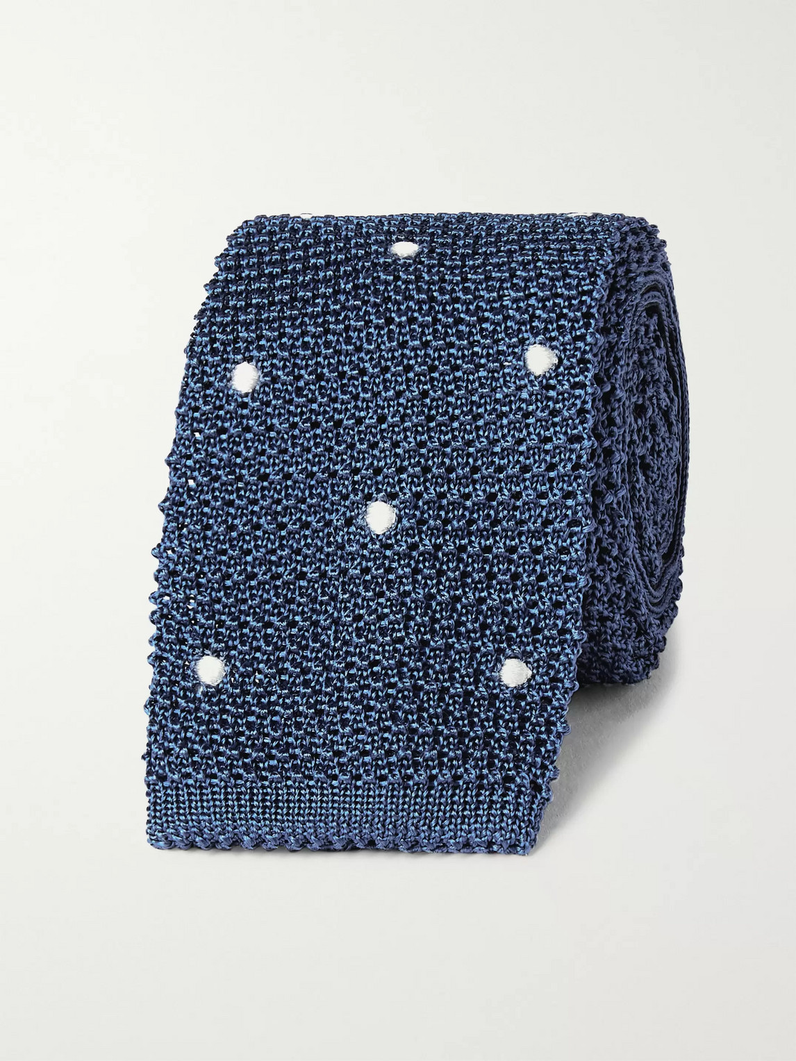 Canali 6cm Polka-dot Knitted Silk Tie In Blue
