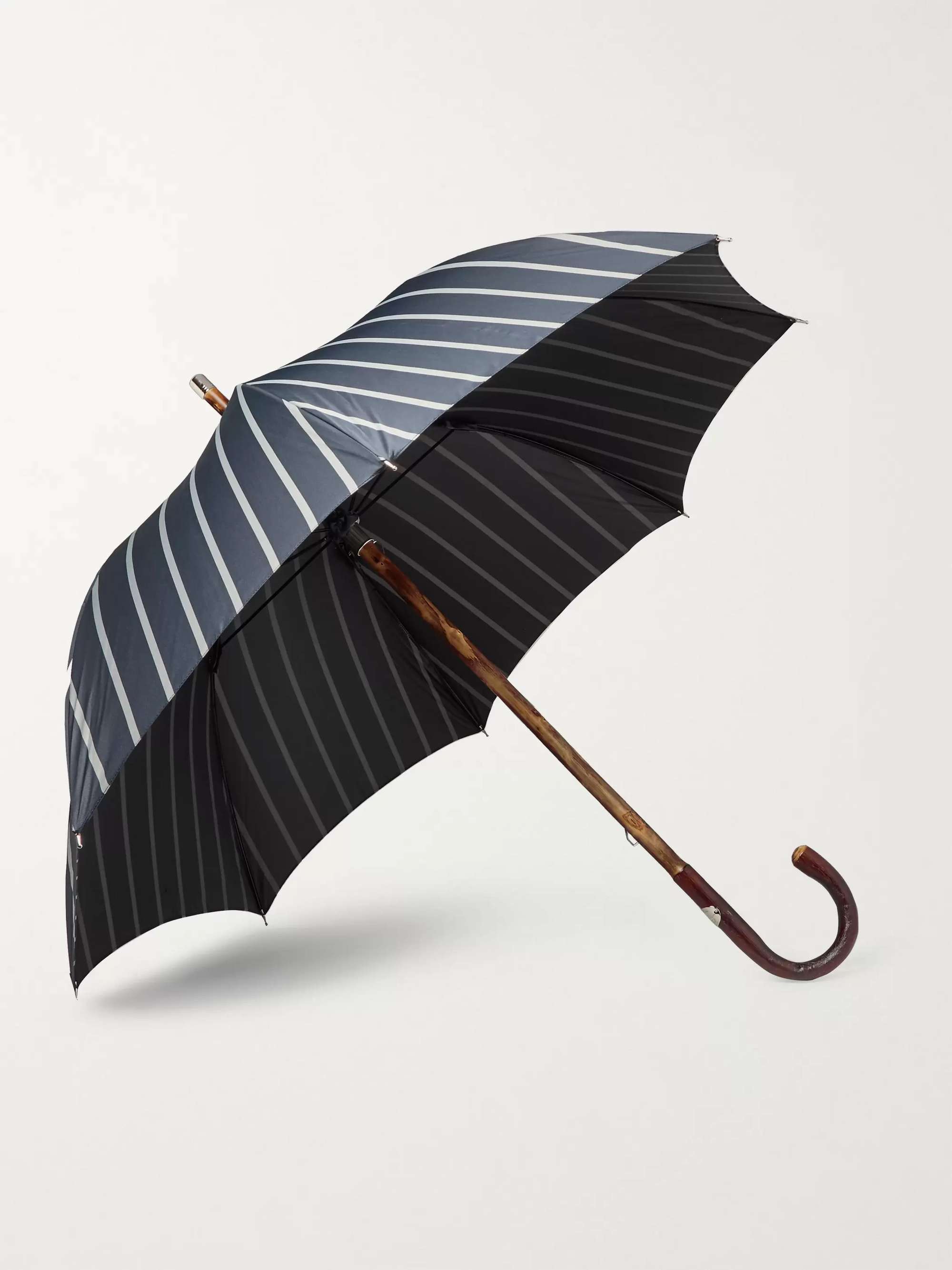 FRANCESCO MAGLIA Striped Chestnut Wood-Handle Umbrella
