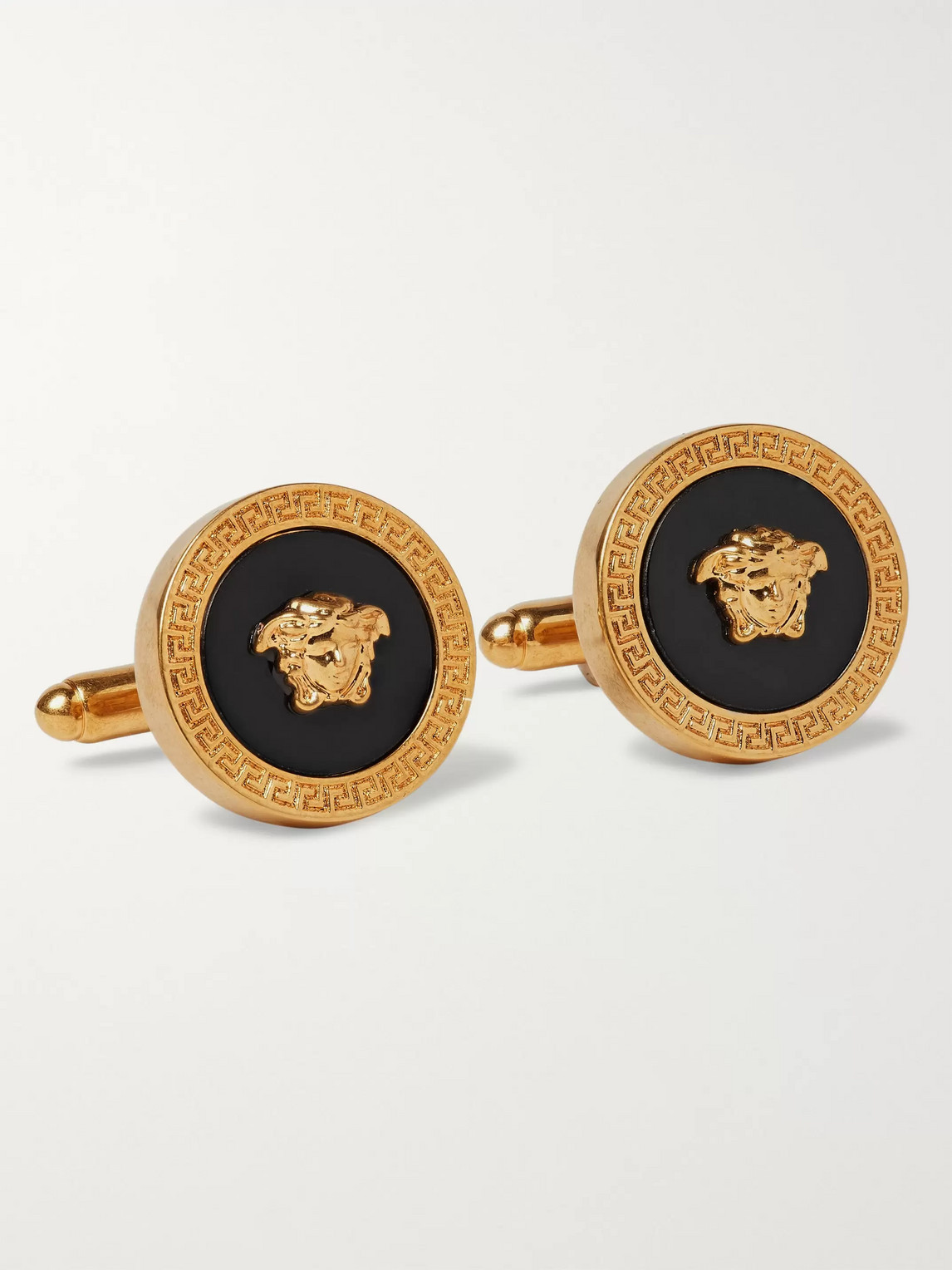 Versace Gold-tone And Enamel Cufflinks In Black