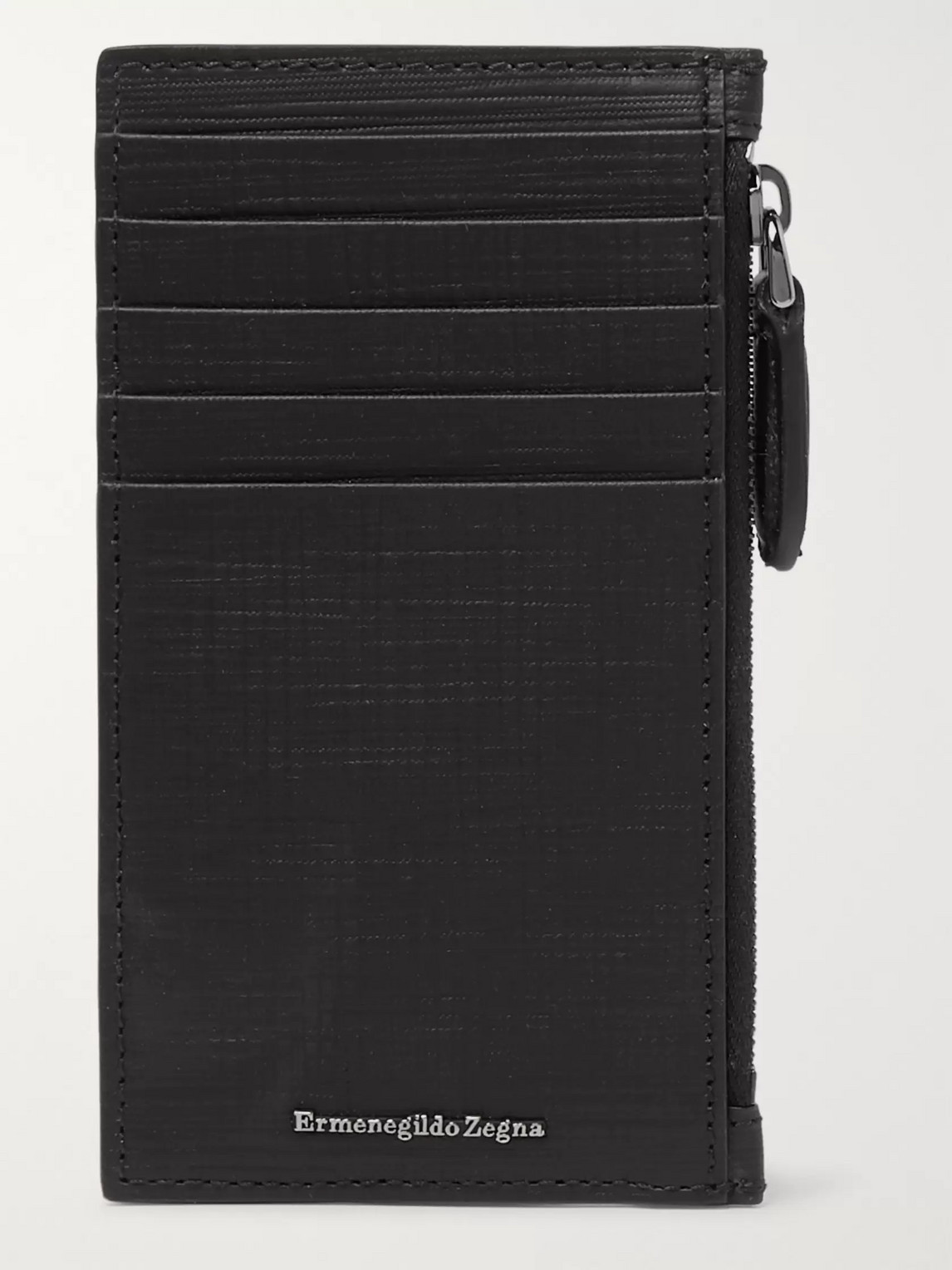 Ermenegildo Zegna Stuoia Textured-leather Cardholder In Black