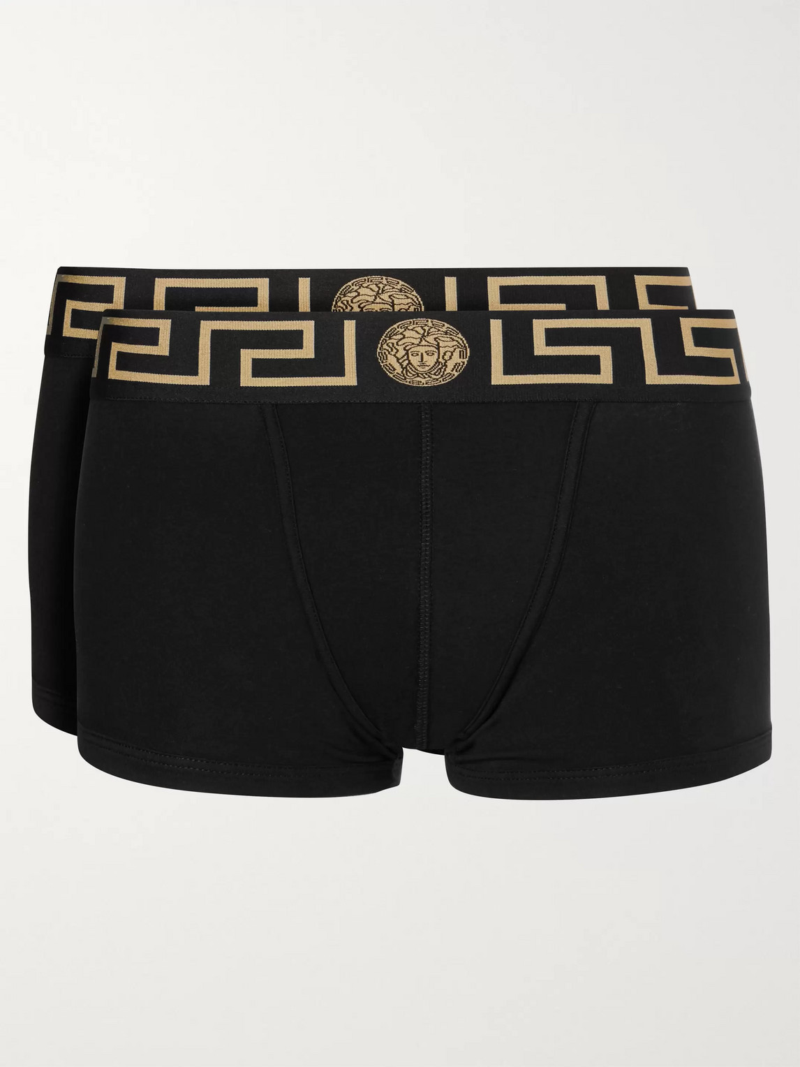 Versace Two-pack Stretch-cotton Boxer Briefs In Black