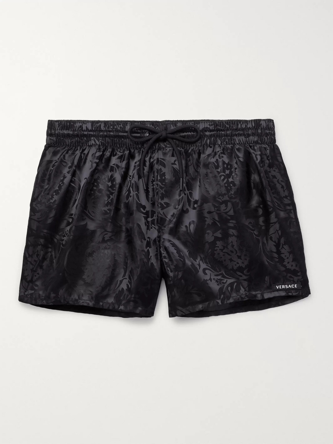 Versace Short-length Jacquard Swim Shorts In Black