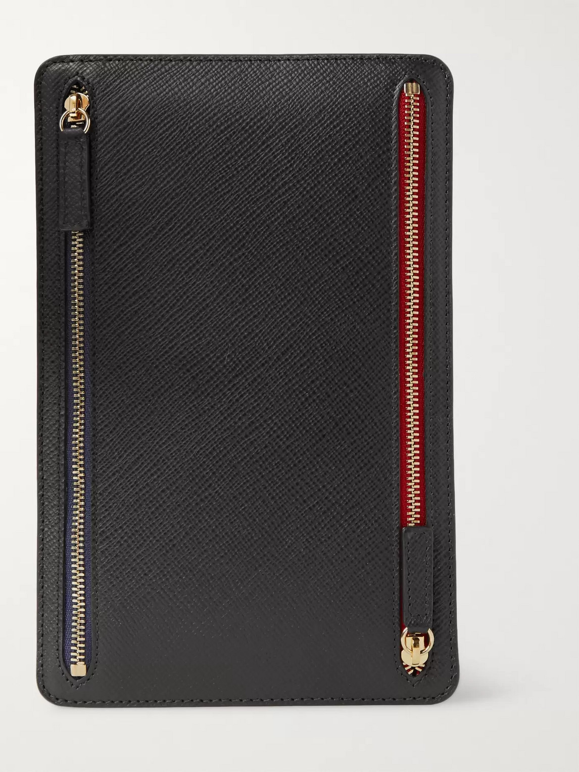 Smythson Panama Cross-grain Leather Currency Case In Black