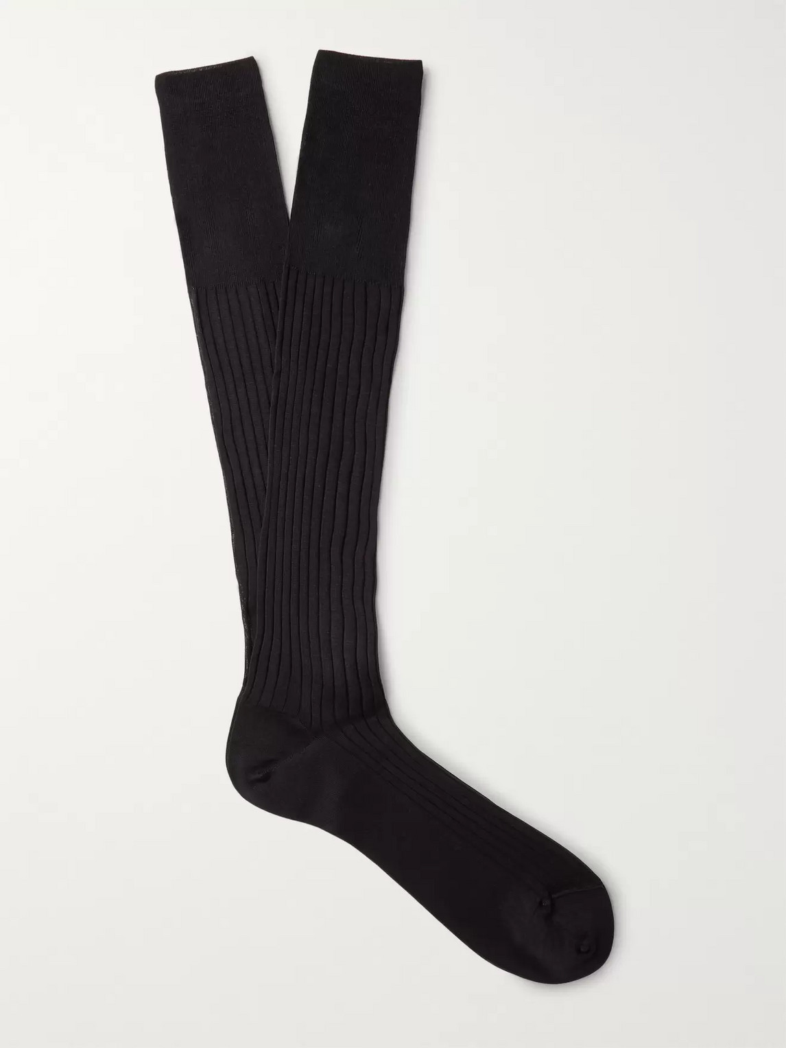 Ermenegildo Zegna Ribbed Cotton Over-the-calf Socks In Blue
