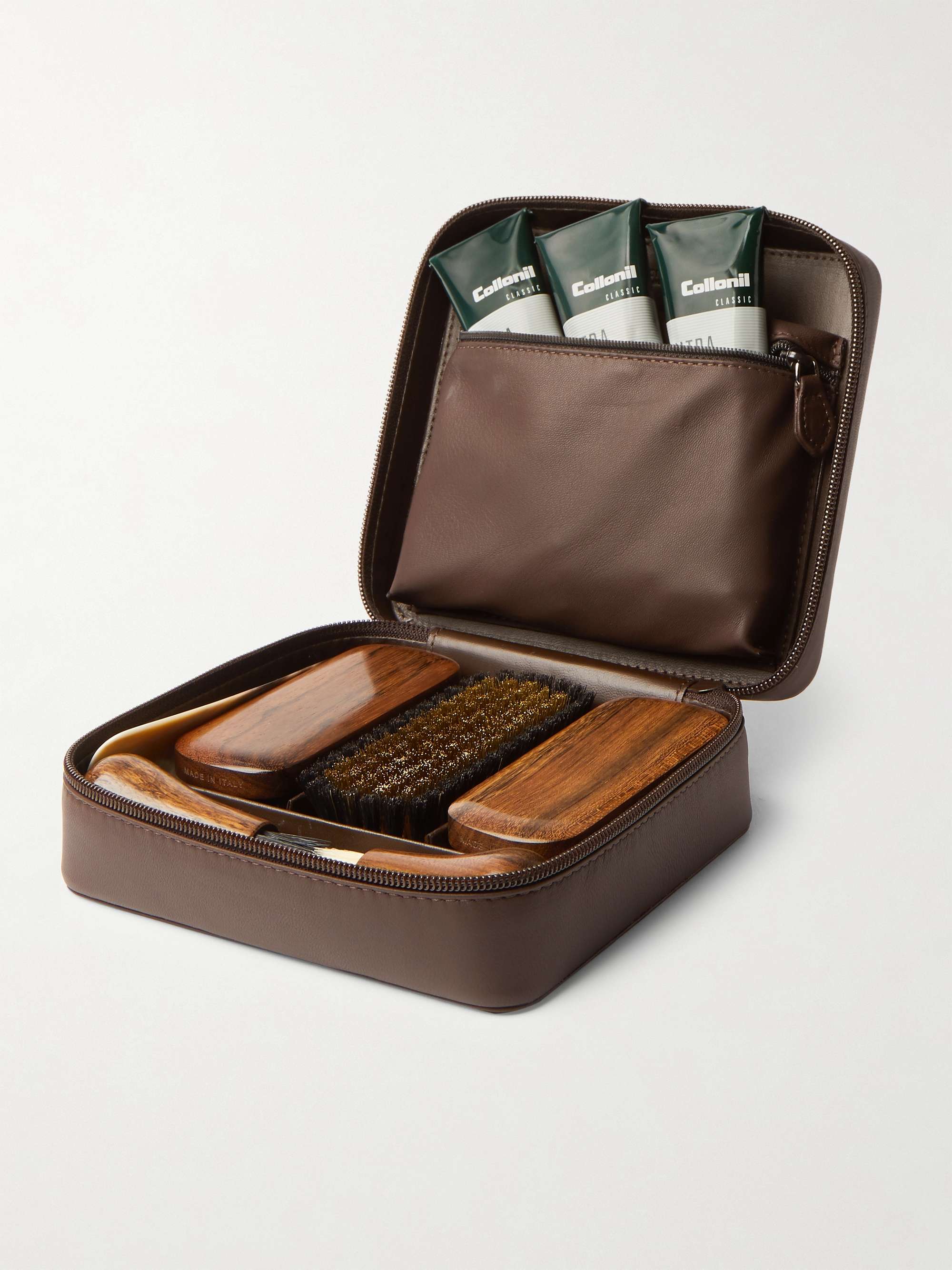 LORENZI MILANO Travel Shoe Care Set with Leather Case