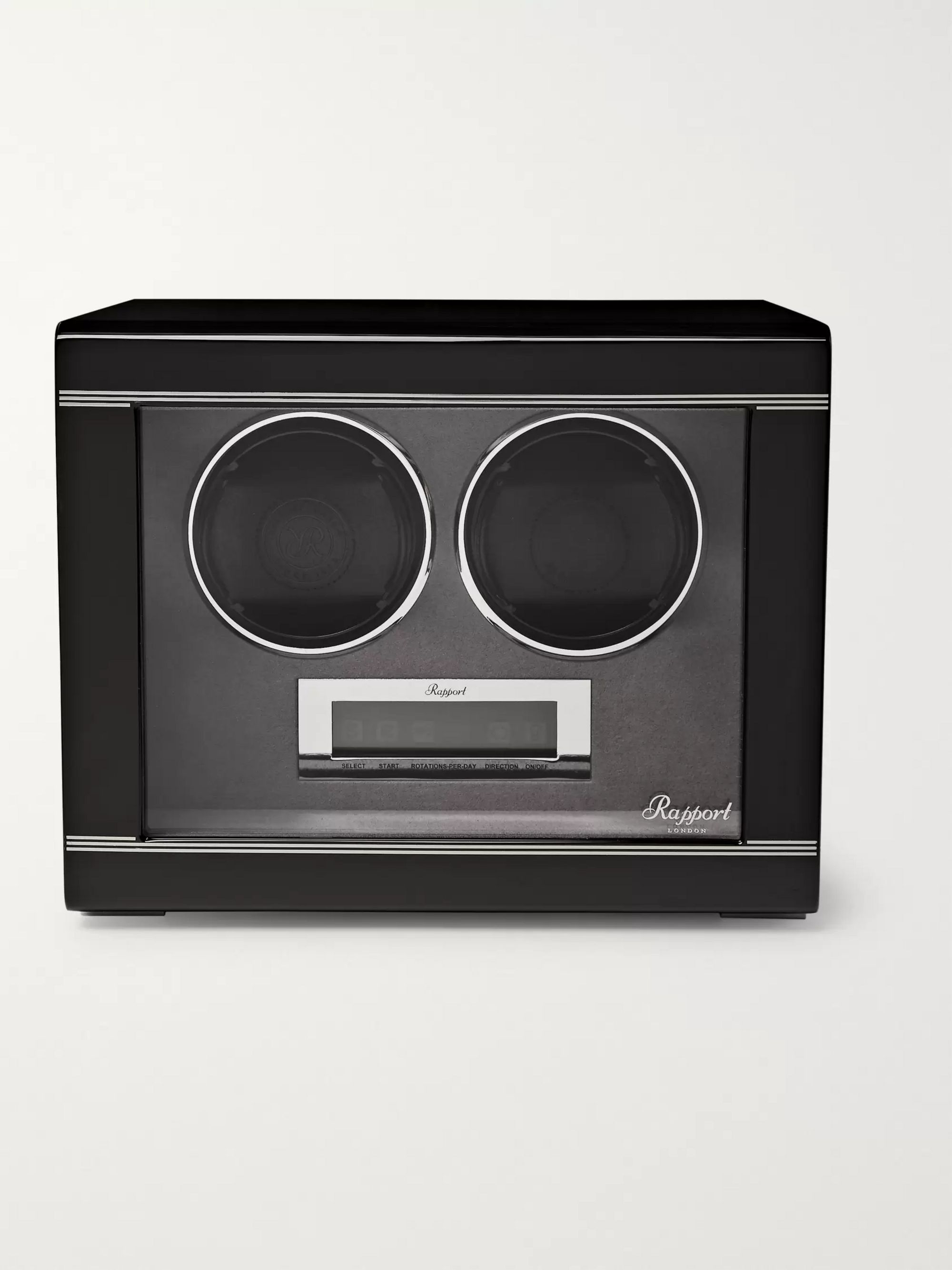 RAPPORT LONDON Lacquered Ebony and Glass Watch Winder