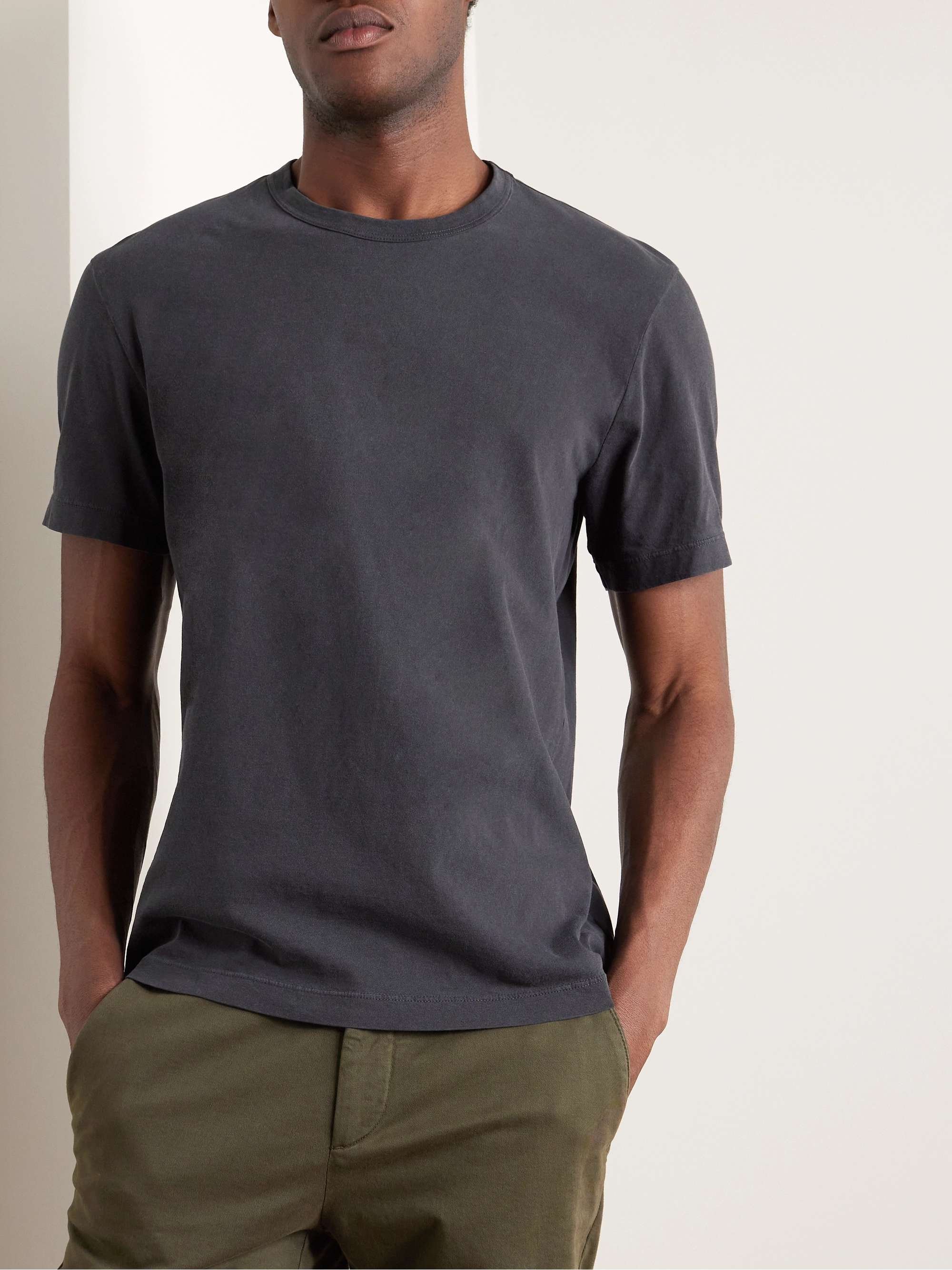 Charcoal Combed Cotton-Jersey T-Shirt ...